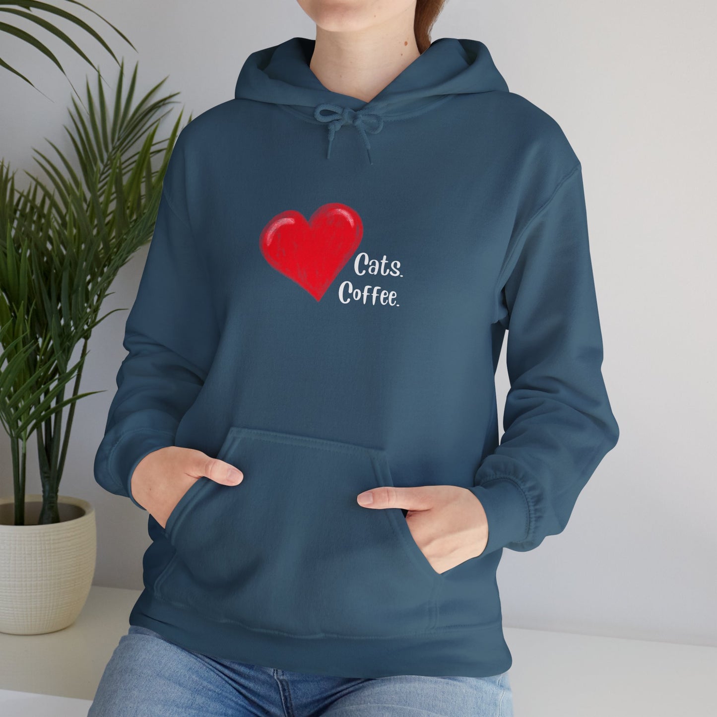 Unisex Heavy Blend™ Hooded Sweatshirt - Love Cats, Love Coffee print