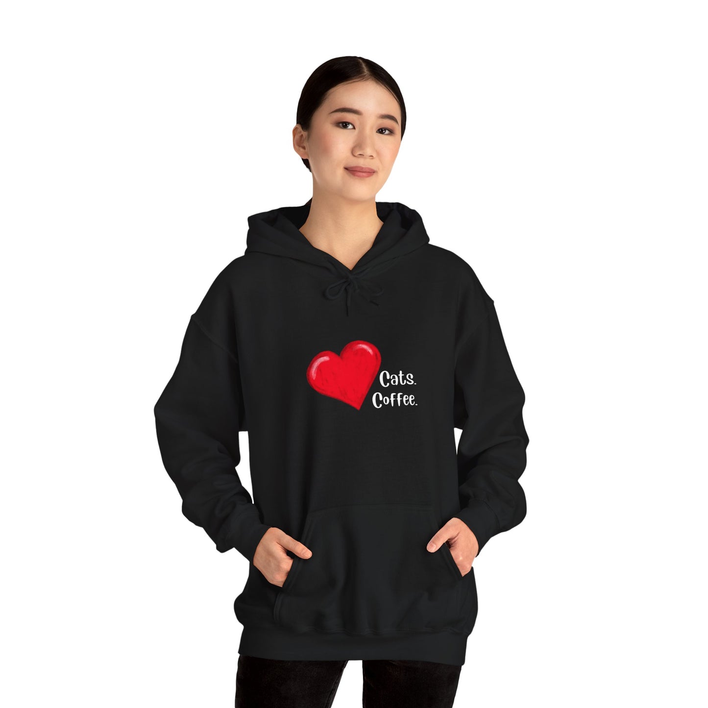 Unisex Heavy Blend™ Hooded Sweatshirt - Love Cats, Love Coffee print