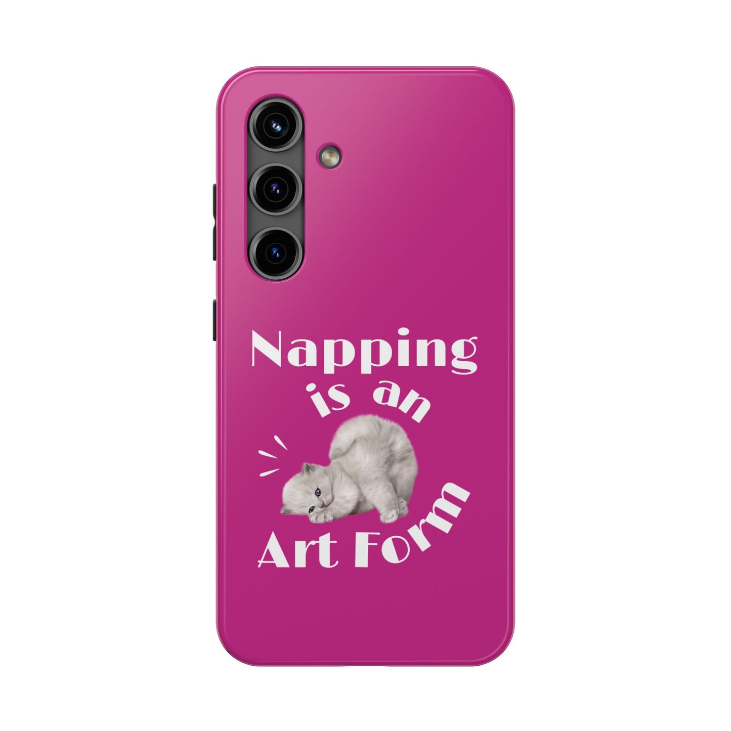 Napping Is An Art Form Printed Phone Case in Pink - Impact-Resistant with Wireless Charging Support