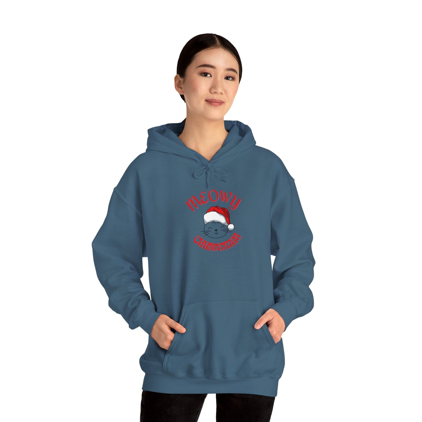 Unisex Heavy Blend™ Hooded Sweatshirt - Meowy Christmas