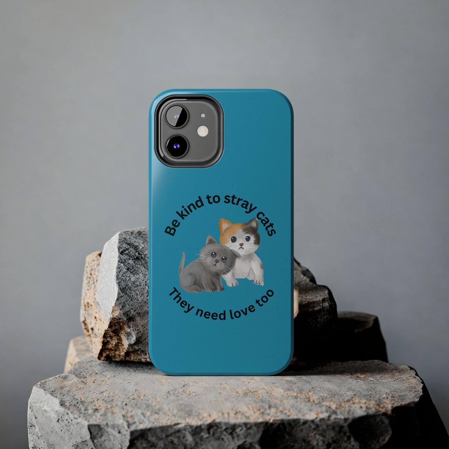 Blue Be Kind to Stray Cats Printed Phone Case - Impact-Resistant TPU & Polycarbonate