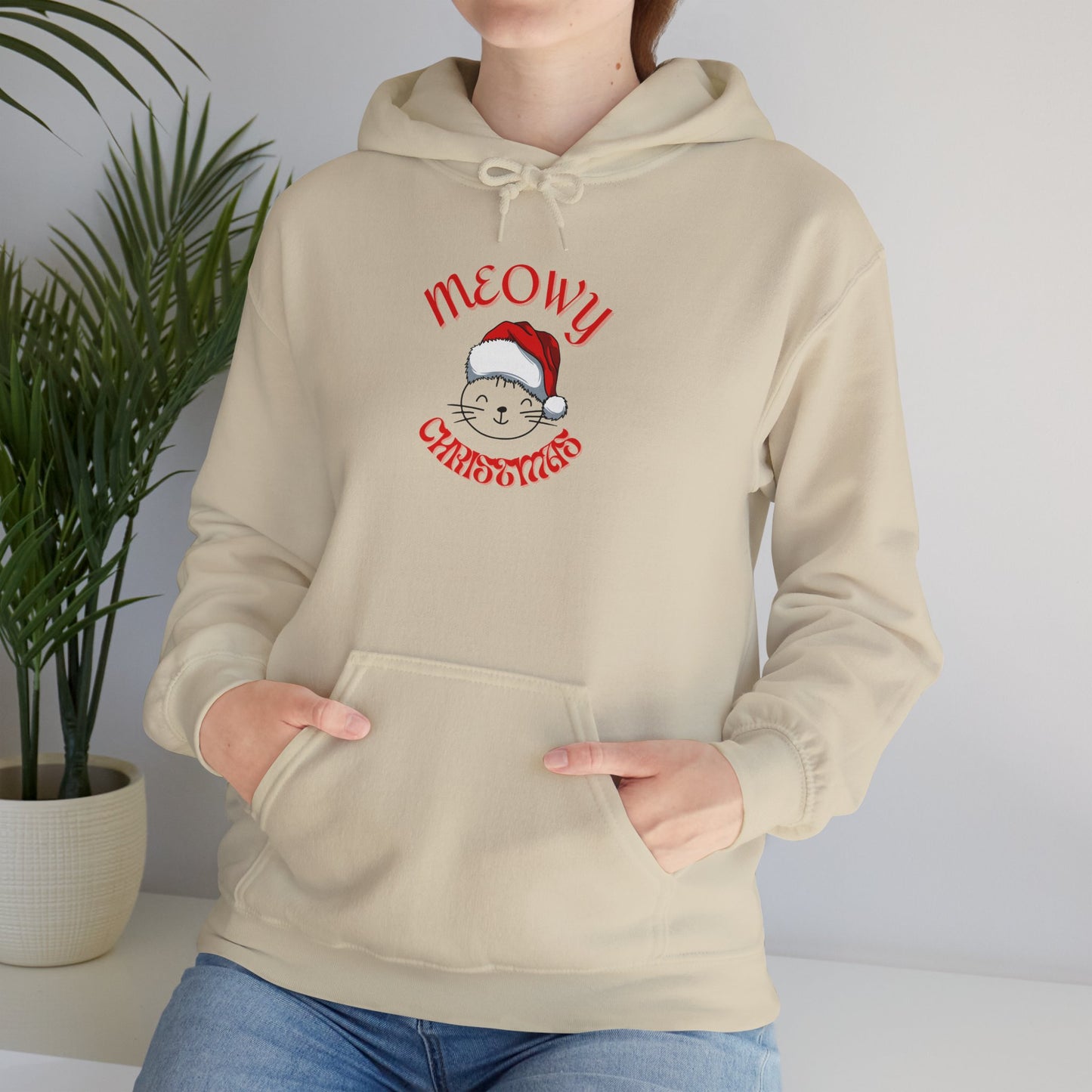 Unisex Heavy Blend™ Hooded Sweatshirt - Meowy Christmas