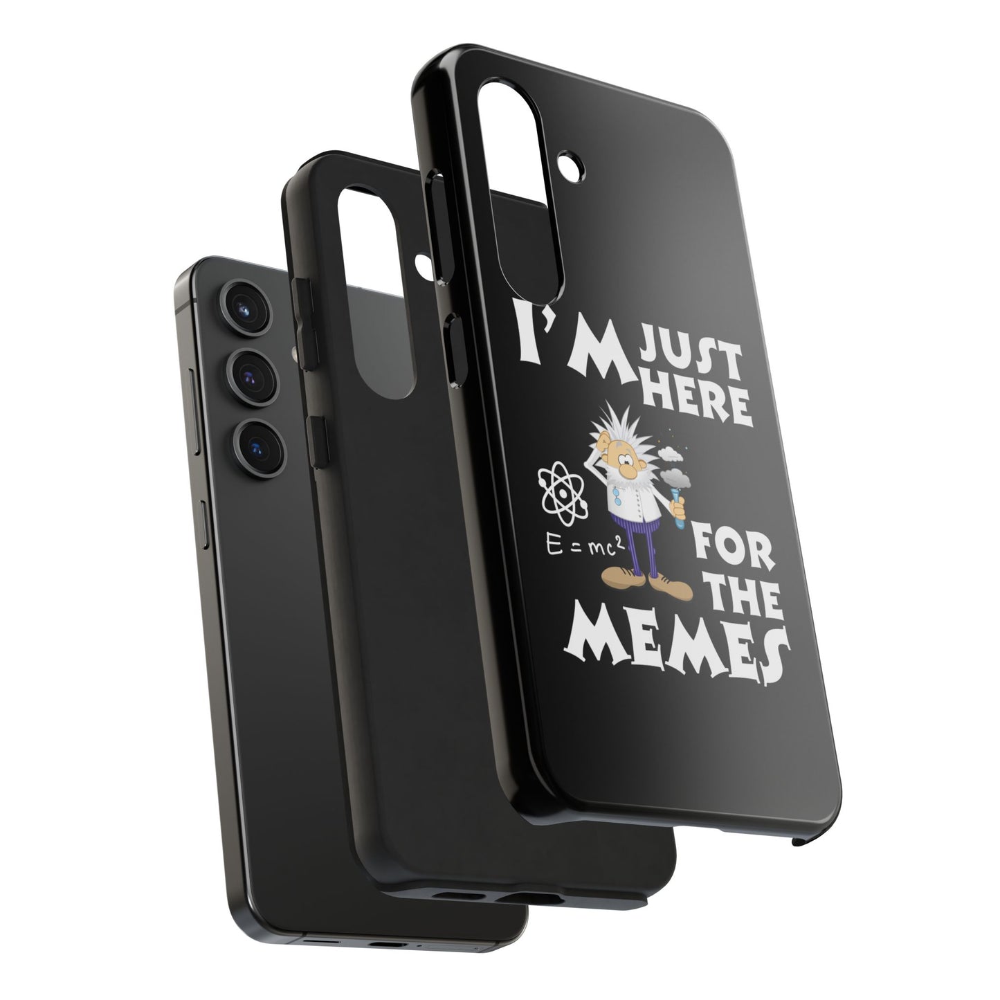 I'm Just Here for the Memes Printed Phone Case in Black - Impact-Resistant & Wireless Charging Support