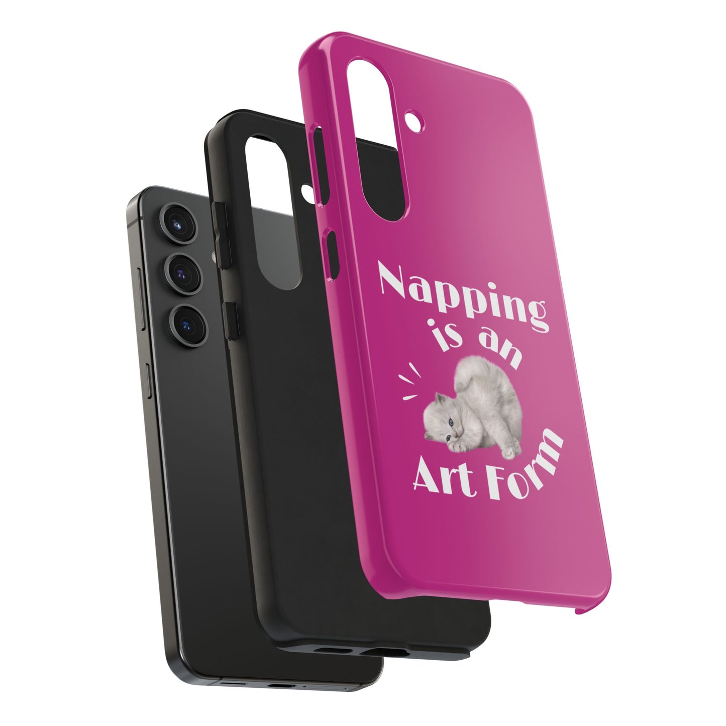 Napping Is An Art Form Printed Phone Case in Pink - Impact-Resistant with Wireless Charging Support