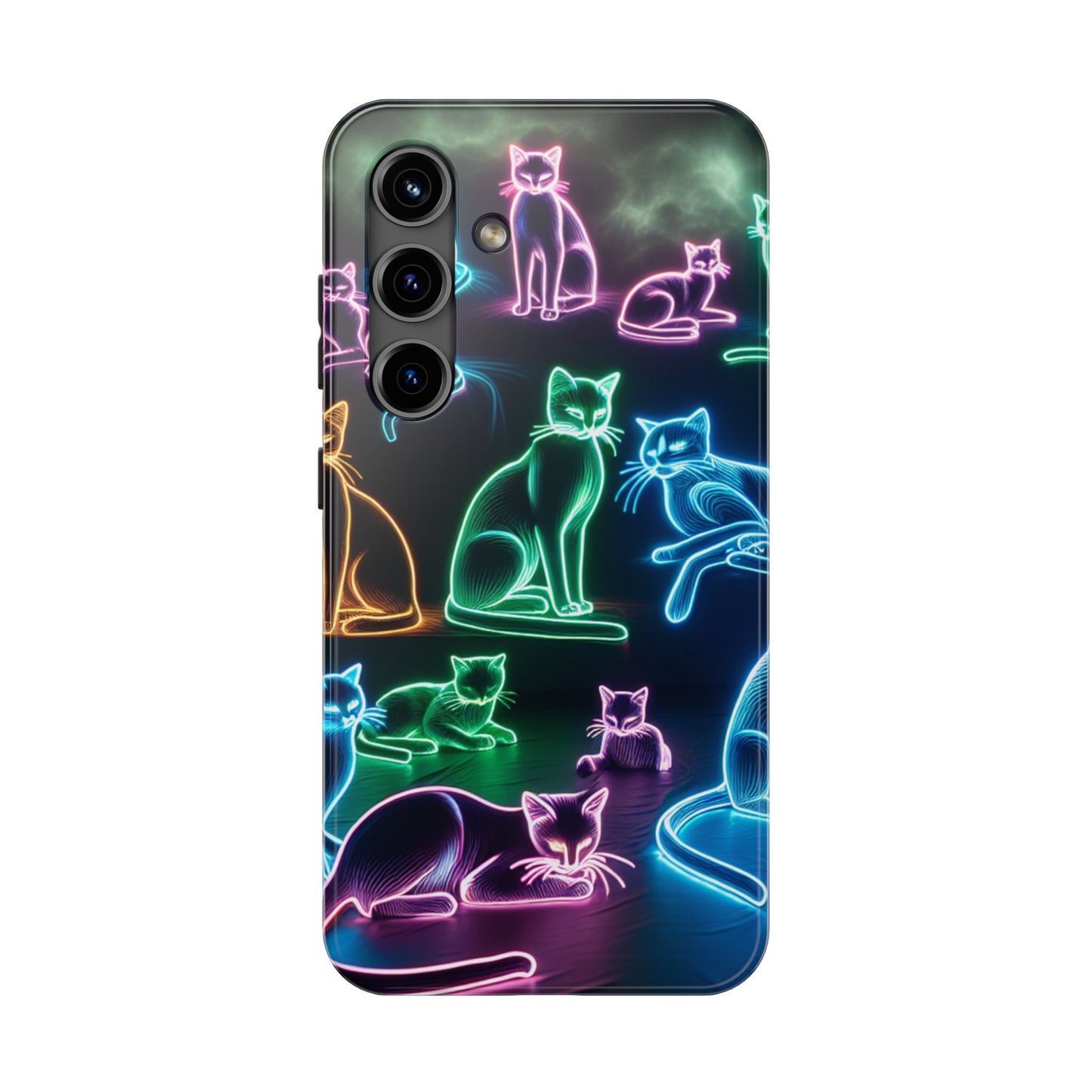 Neon Cats printed Phone Case