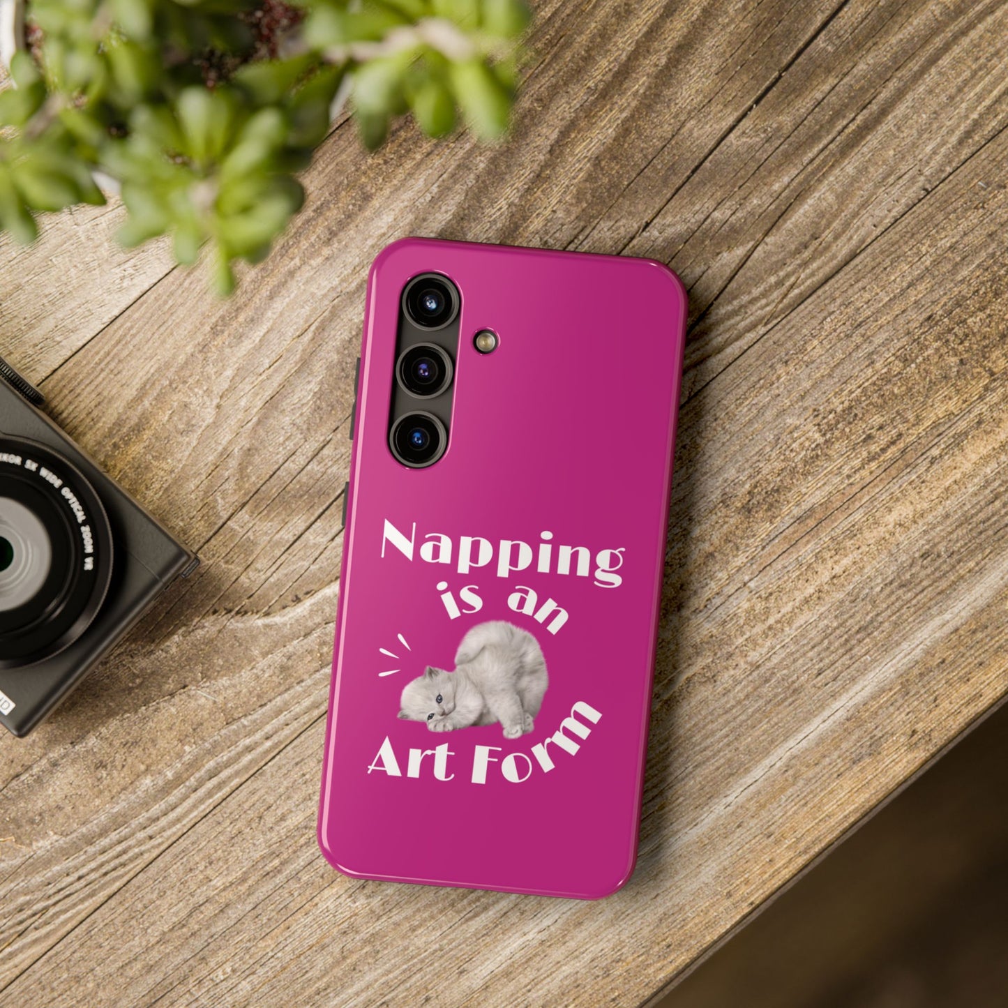 Napping Is An Art Form Printed Phone Case in Pink - Impact-Resistant with Wireless Charging Support