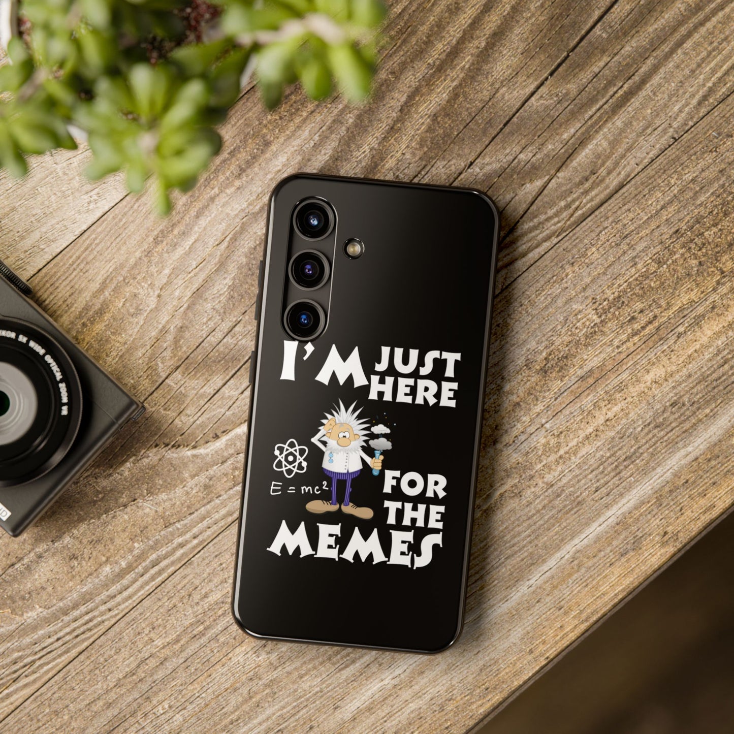 I'm Just Here for the Memes Printed Phone Case in Black - Impact-Resistant & Wireless Charging Support