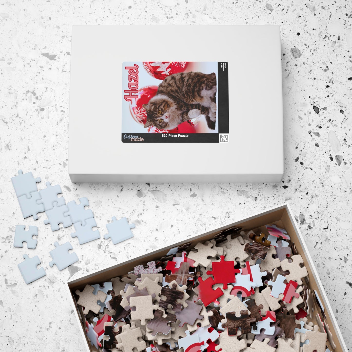 Personalised Christmas Puzzle – Custom Tabby Cat Puzzle (252, 520, 1014 Pieces)