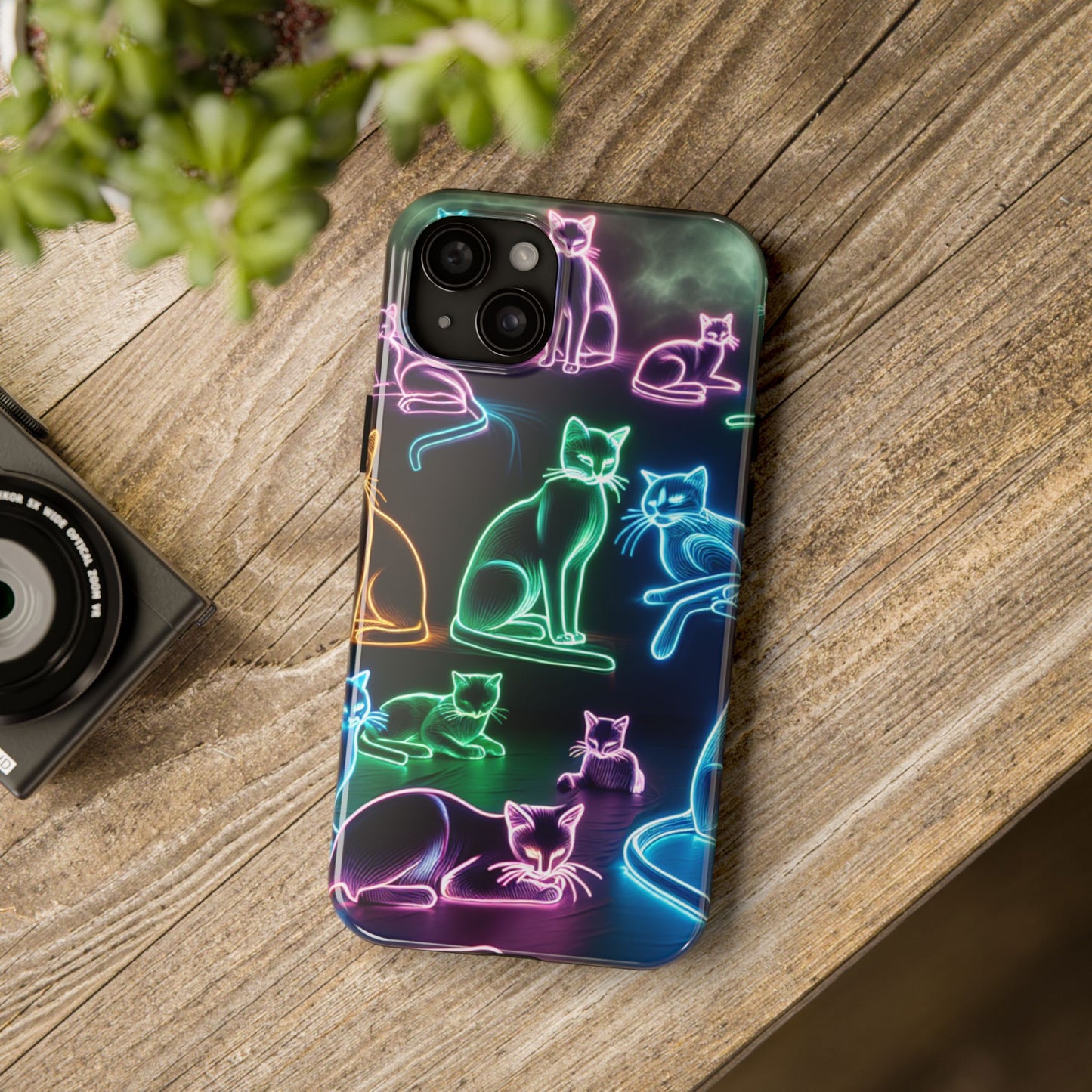 Neon Cats printed Phone Case