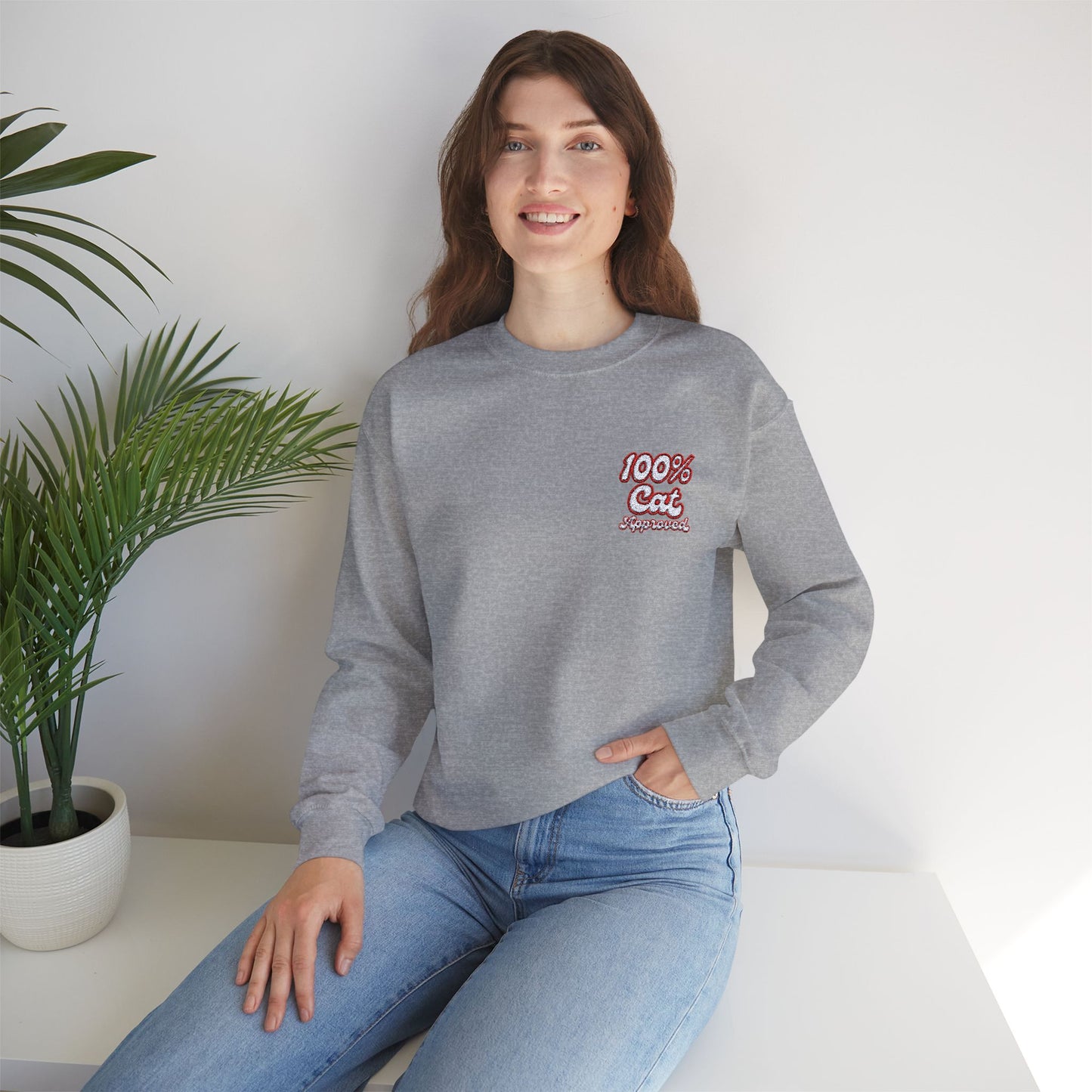 Embroidered Unisex Heavy Blend Crewneck Sweatshirt - 100% Cat Approved