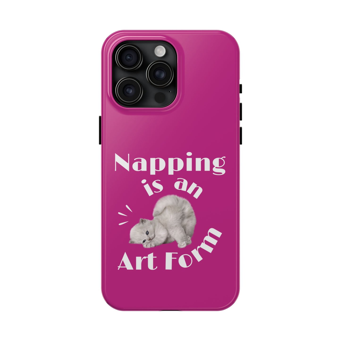 Napping Is An Art Form Printed Phone Case in Pink - Impact-Resistant with Wireless Charging Support