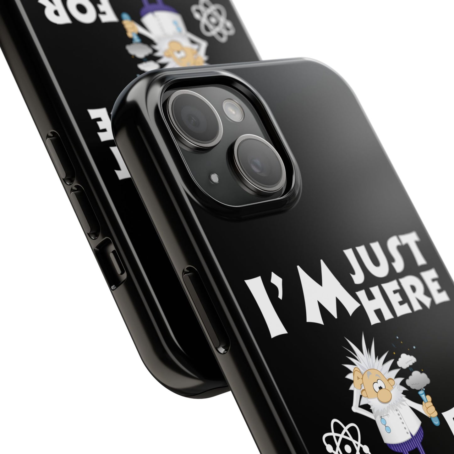 I'm Just Here for the Memes Printed Phone Case in Black - Impact-Resistant & Wireless Charging Support