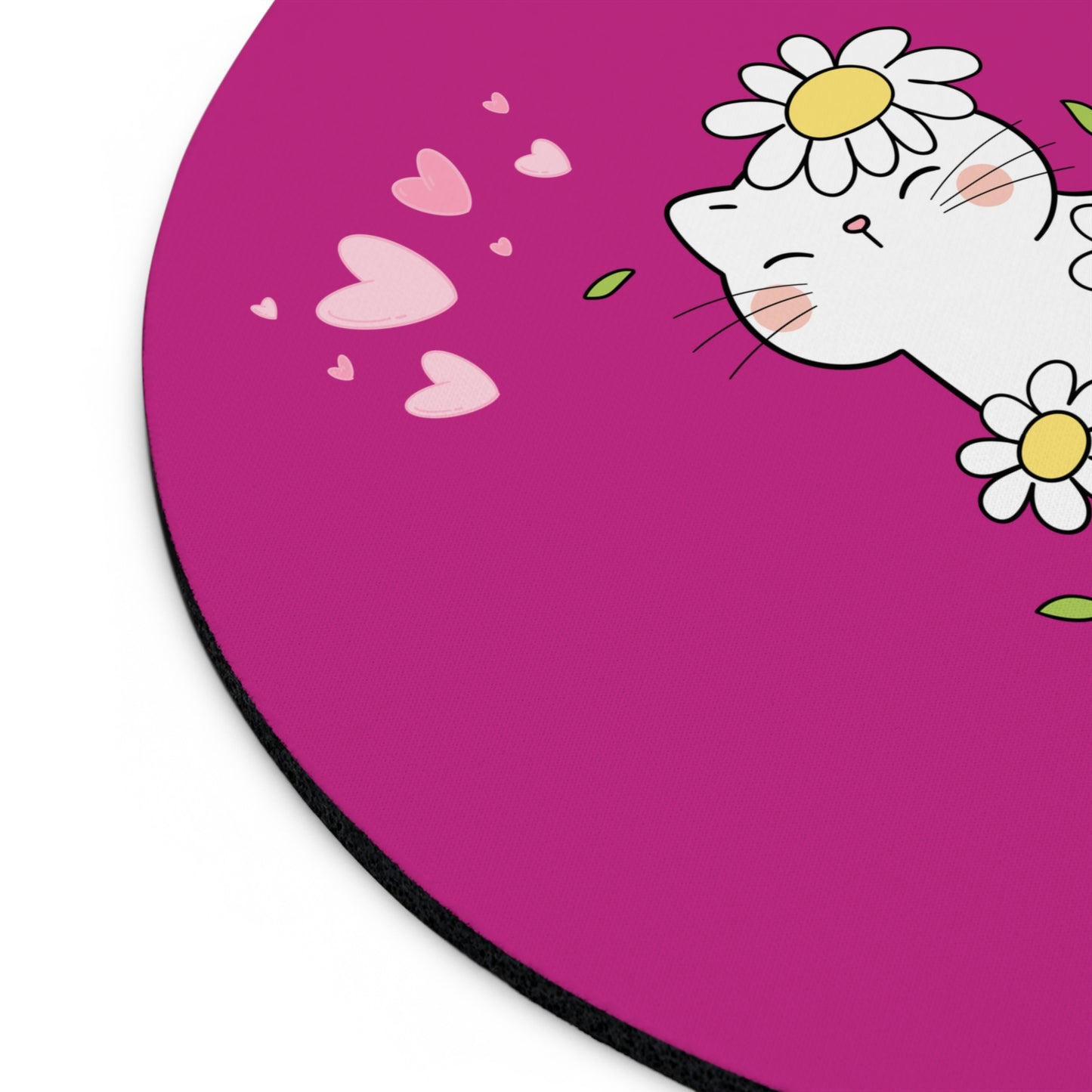 Pink Mouse Pad with Bless My Cat print