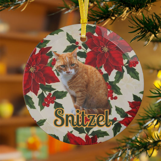 Personalised Ginger Cat Glass Christmas Ornament