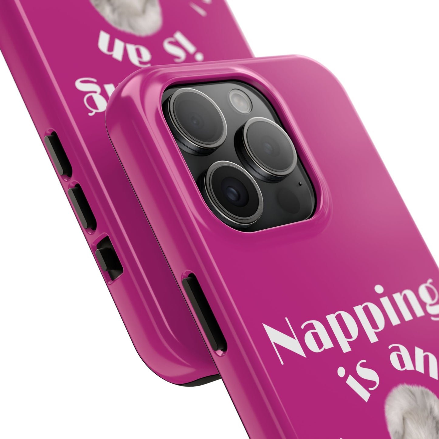 Napping Is An Art Form Printed Phone Case in Pink - Impact-Resistant with Wireless Charging Support