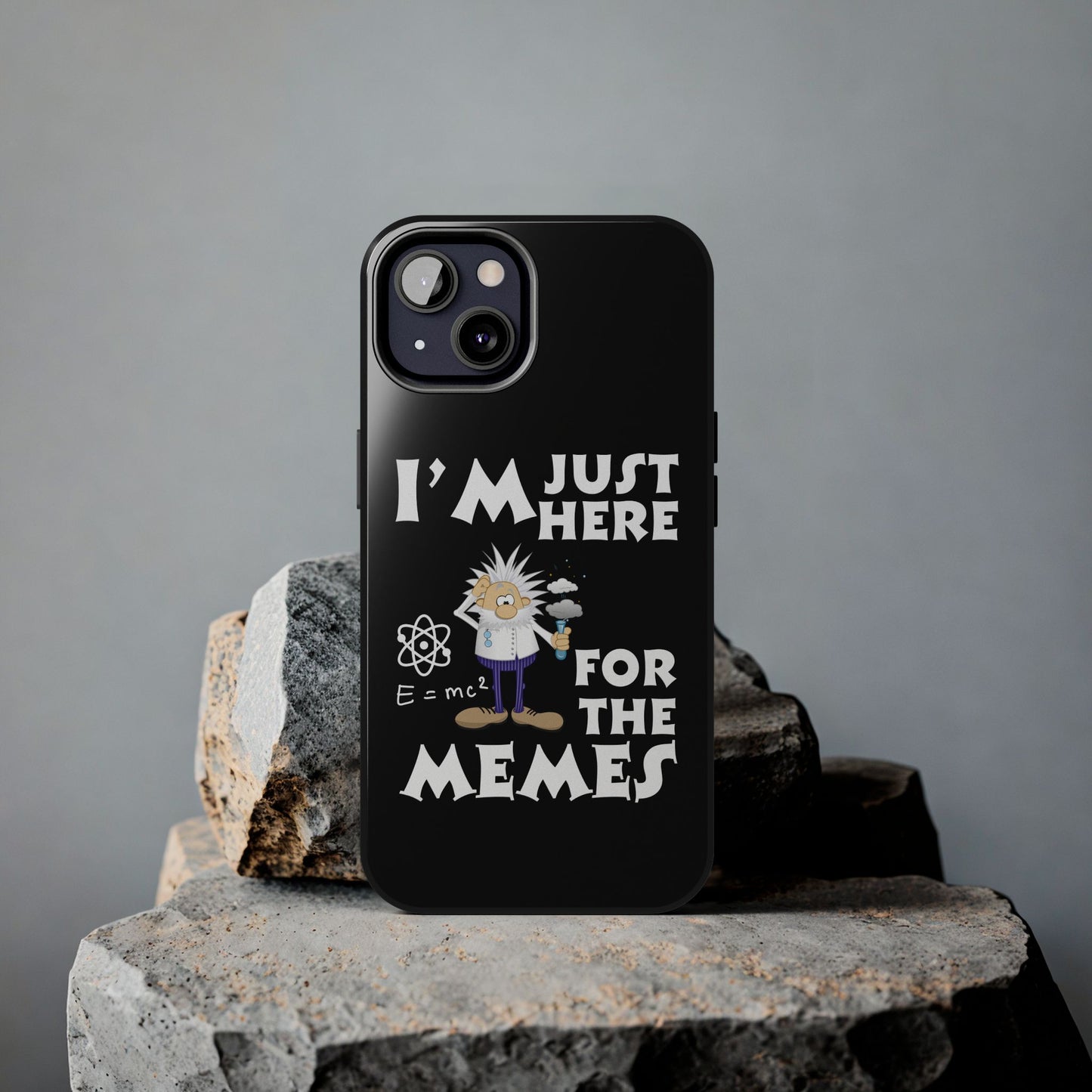 I'm Just Here for the Memes Printed Phone Case in Black - Impact-Resistant & Wireless Charging Support