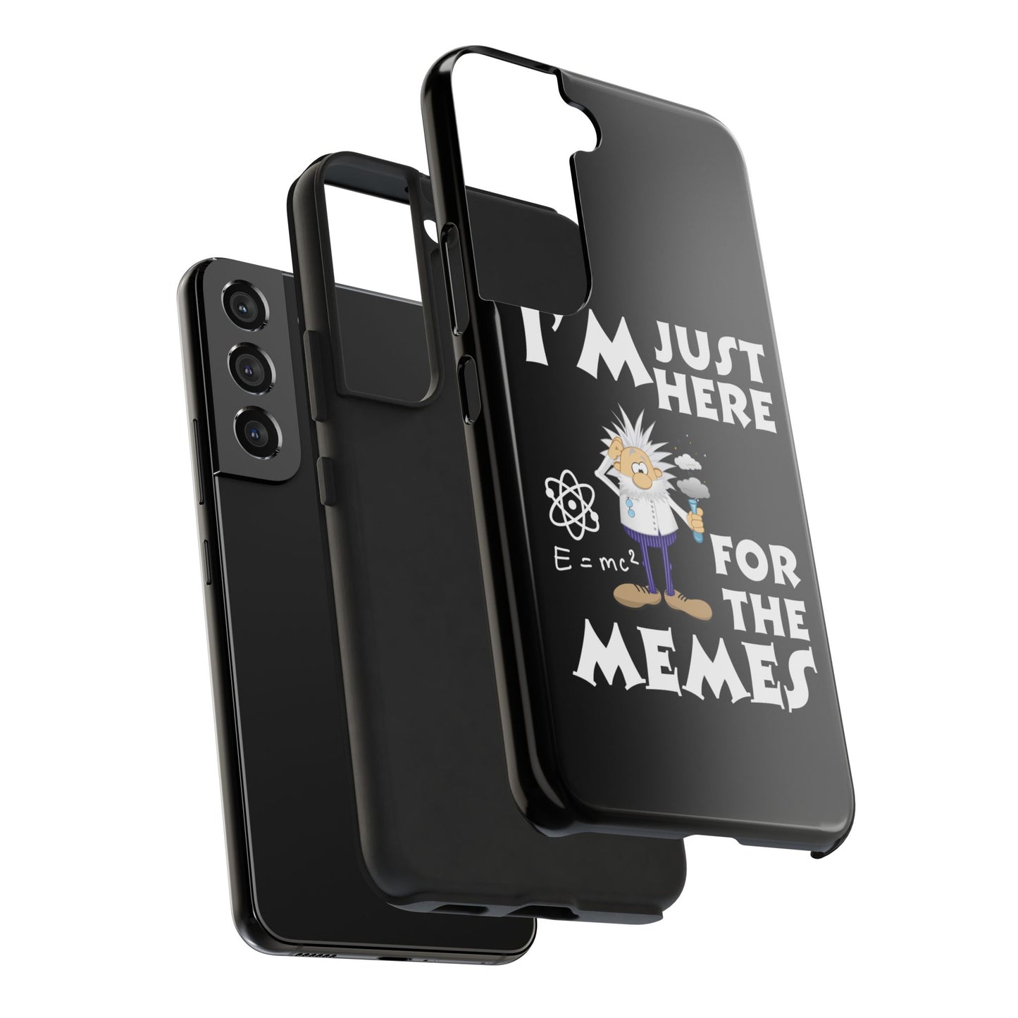 I'm Just Here for the Memes Printed Phone Case in Black - Impact-Resistant & Wireless Charging Support