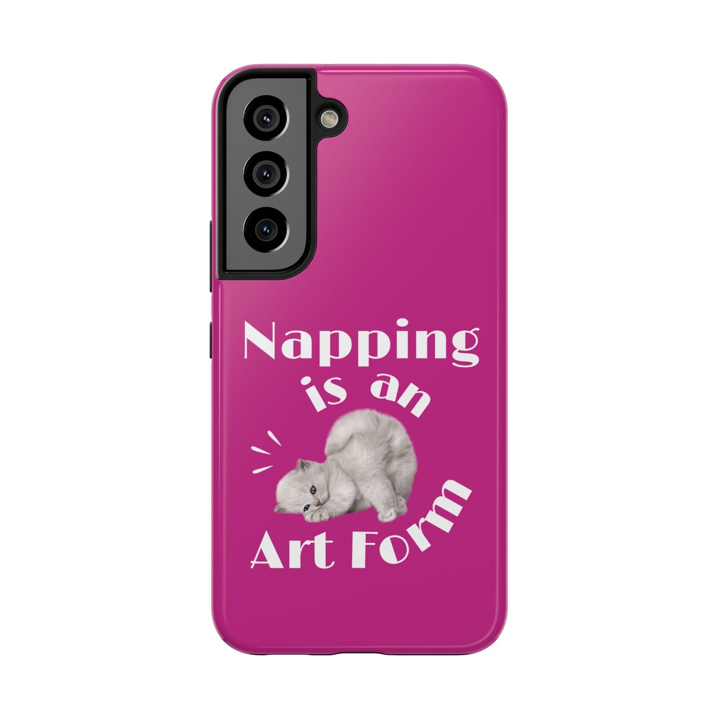 Napping Is An Art Form Printed Phone Case in Pink - Impact-Resistant with Wireless Charging Support