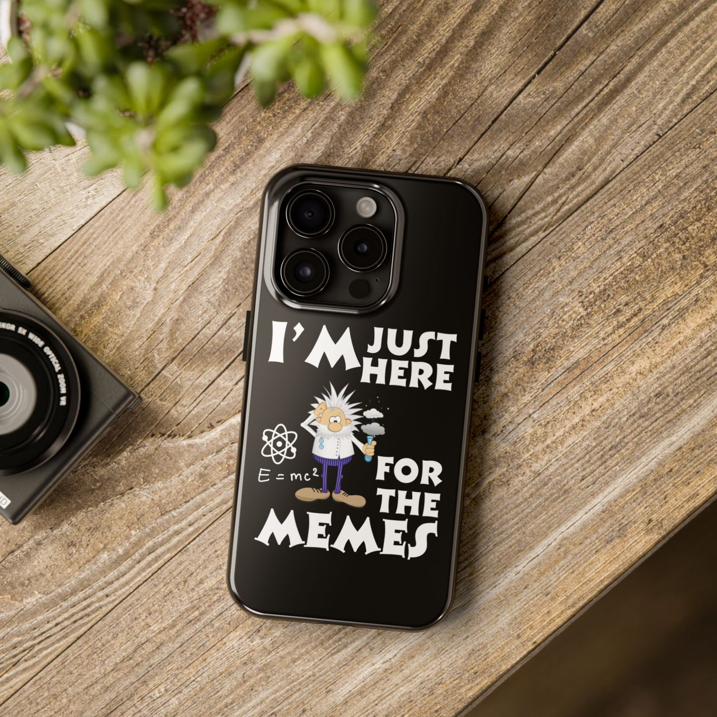 I'm Just Here for the Memes Printed Phone Case in Black - Impact-Resistant & Wireless Charging Support