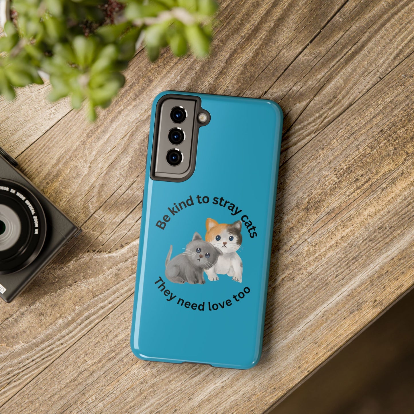 Blue Be Kind to Stray Cats Printed Phone Case - Impact-Resistant TPU & Polycarbonate