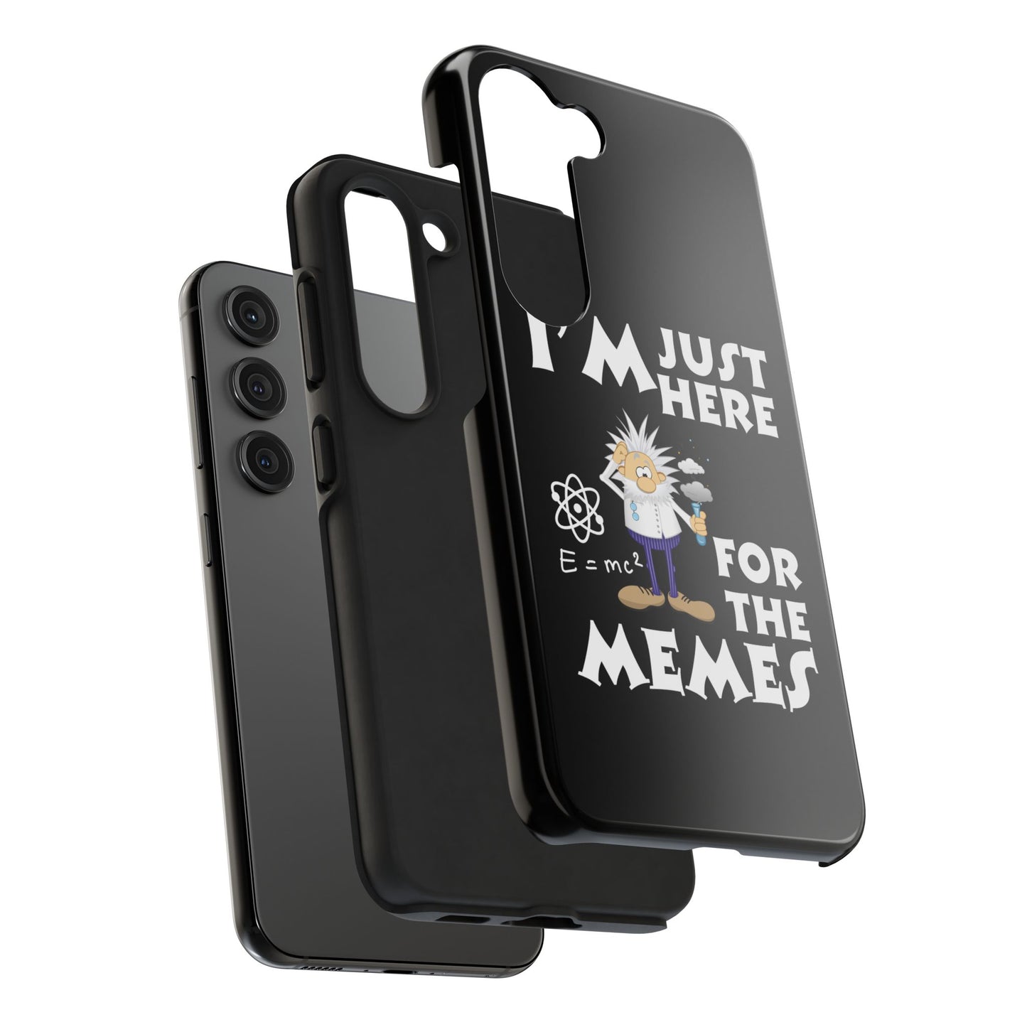 I'm Just Here for the Memes Printed Phone Case in Black - Impact-Resistant & Wireless Charging Support