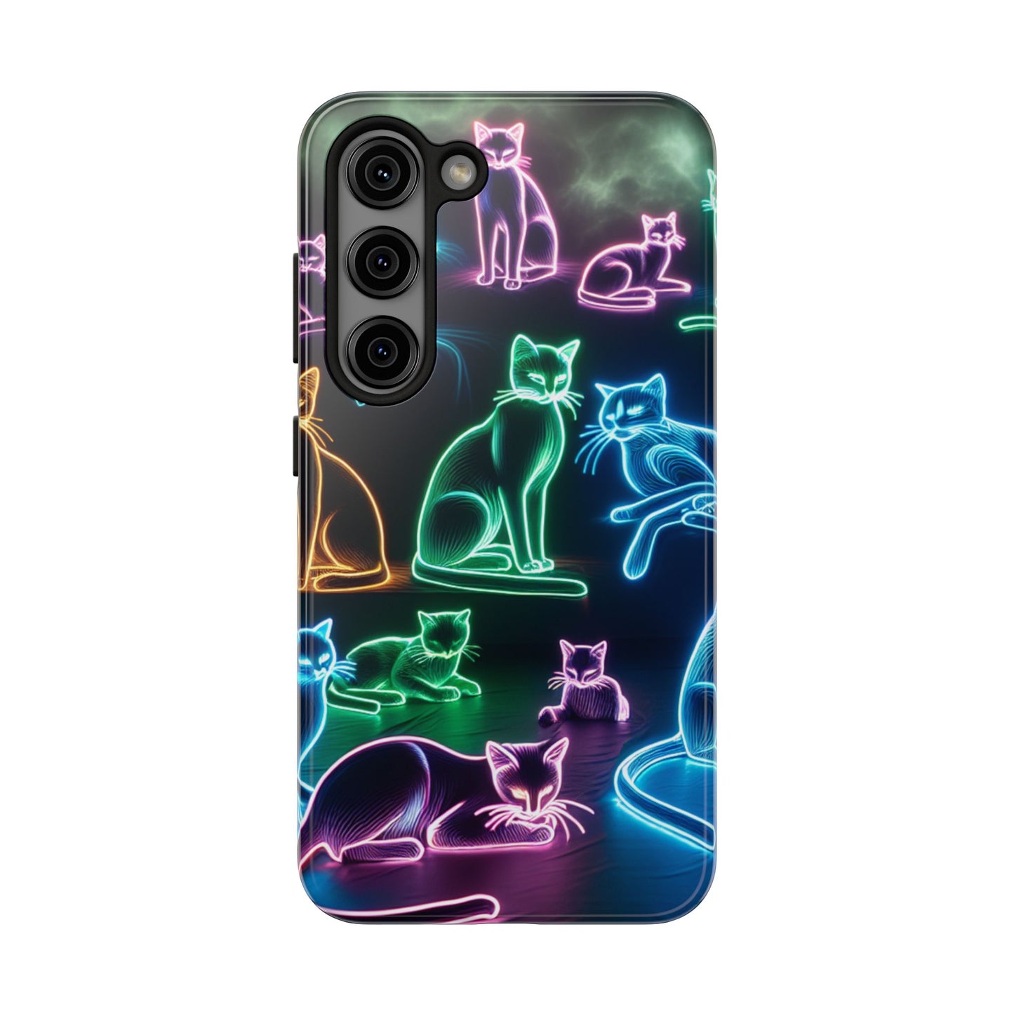 Neon Cats printed Phone Case