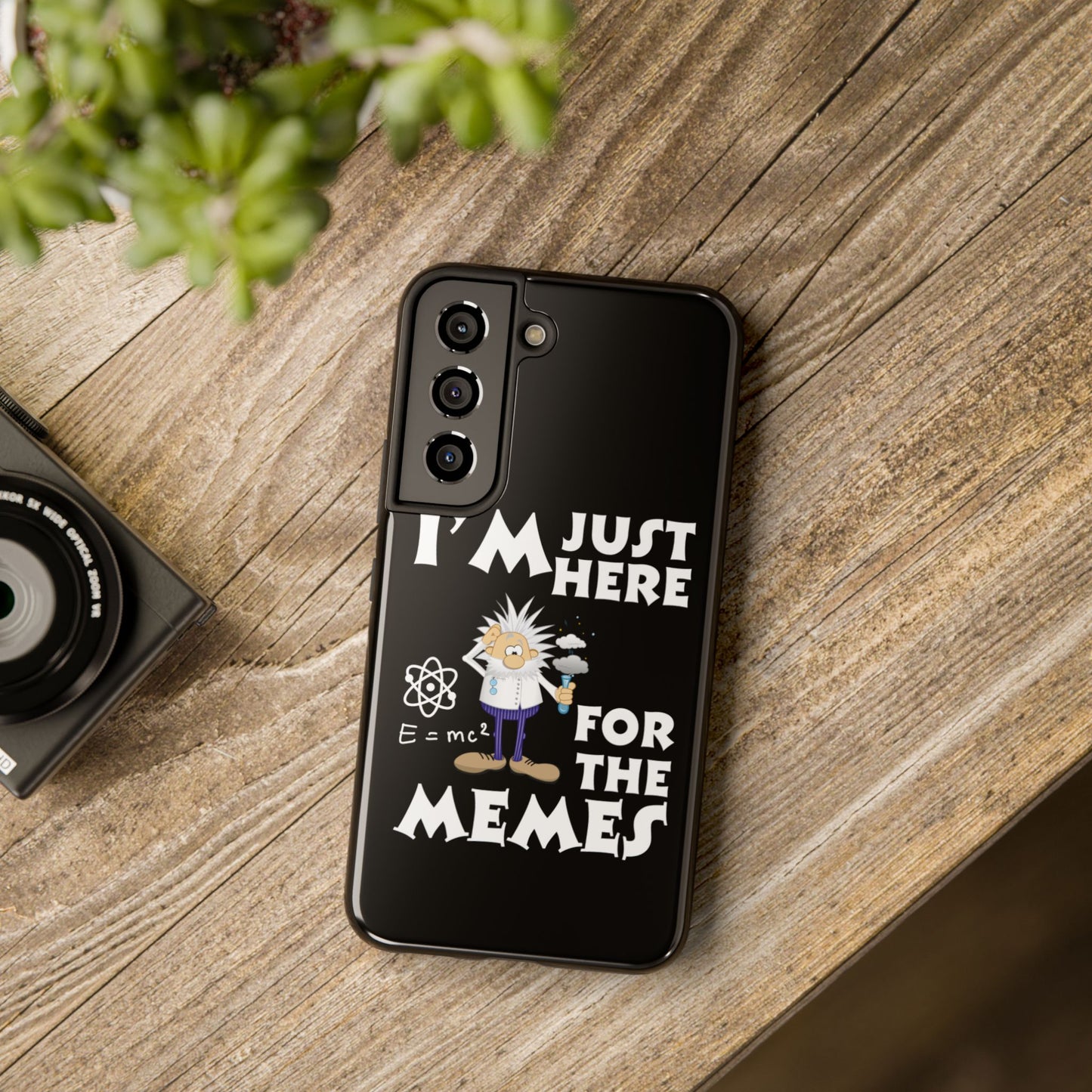 I'm Just Here for the Memes Printed Phone Case in Black - Impact-Resistant & Wireless Charging Support