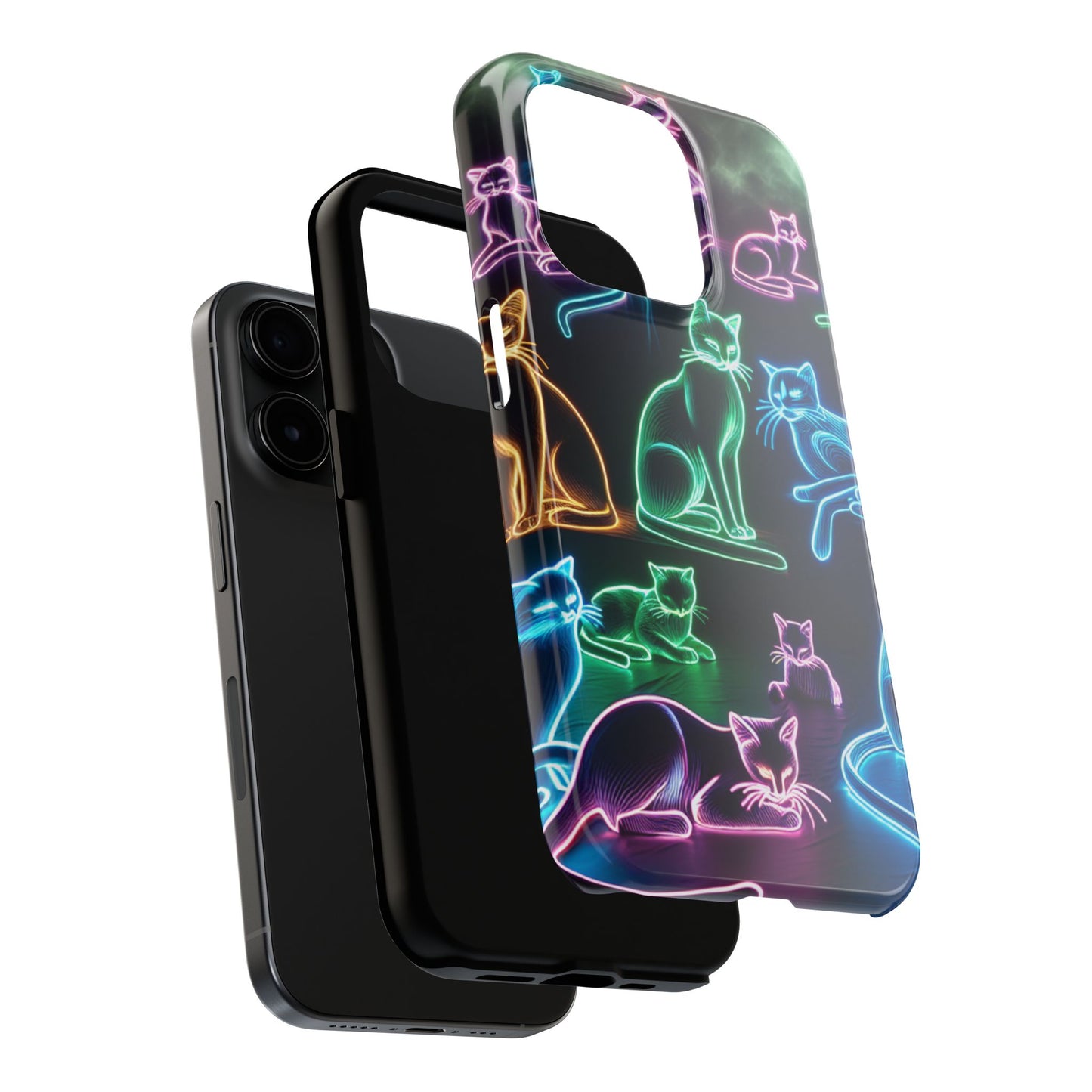 Neon Cats printed Phone Case