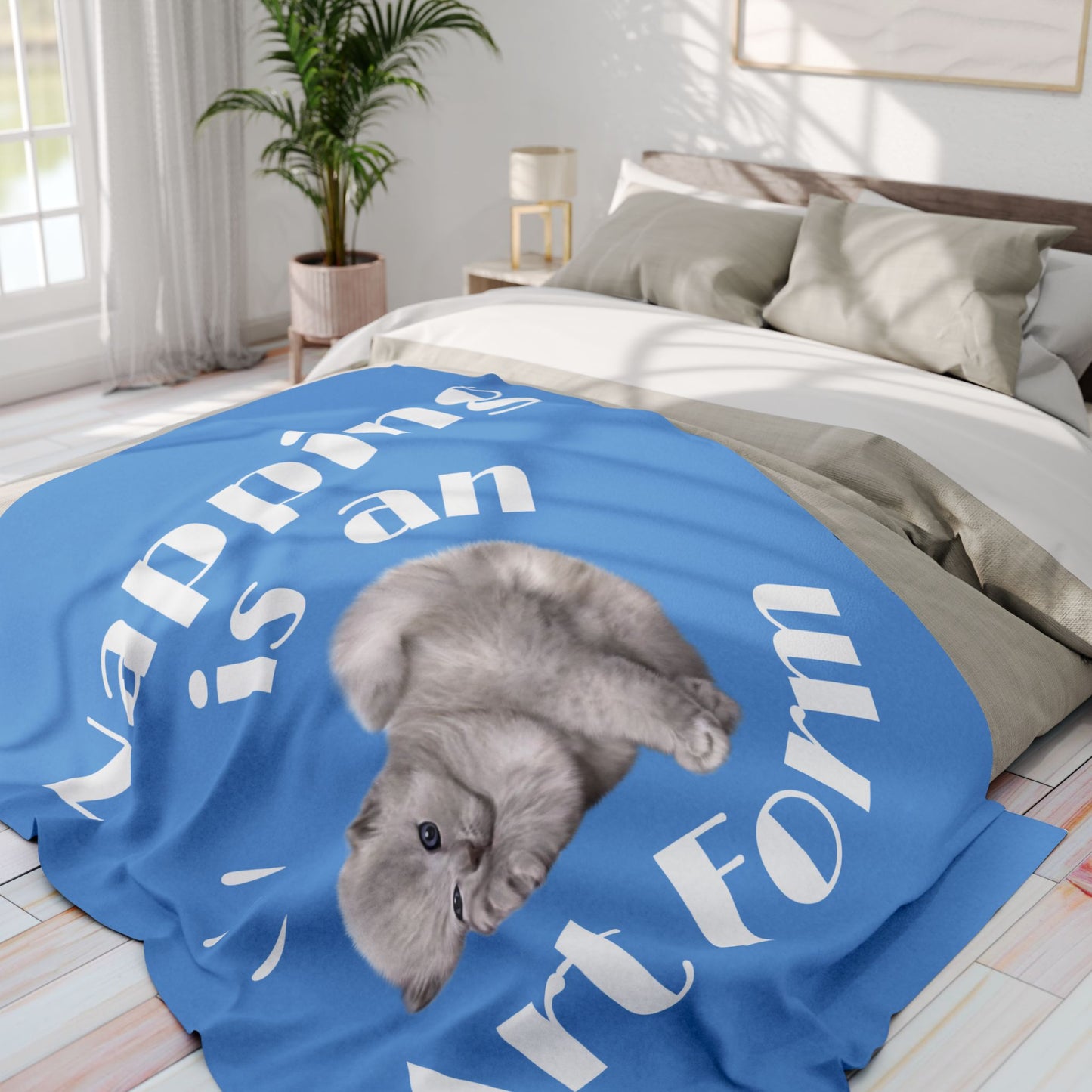 Blue Arctic Fleece Blanket - Napping is an Art Form print