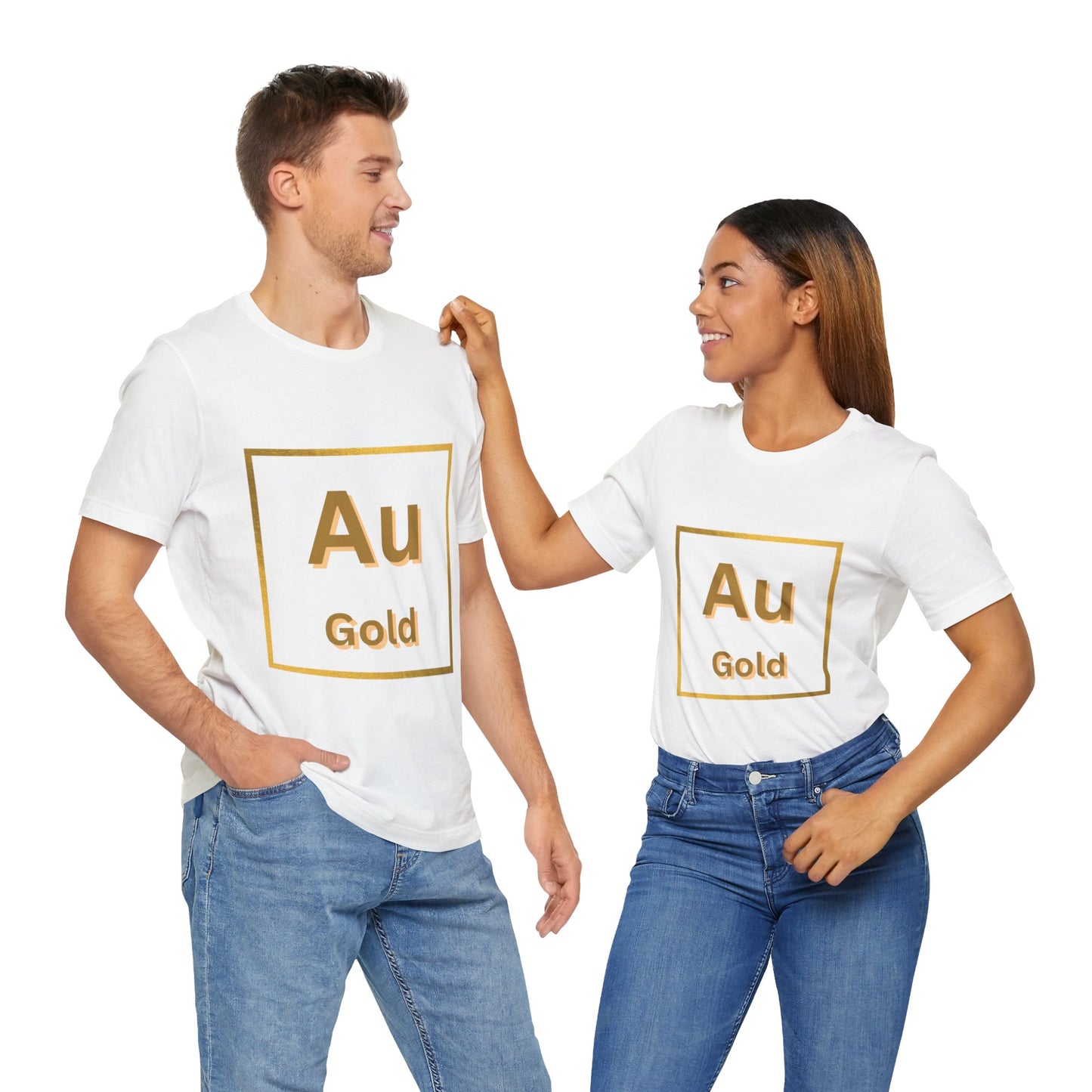 Unisex Crew Neck T-Shirt with Au Gold Print - Soft Cotton & Quality Bella-Canvas Design