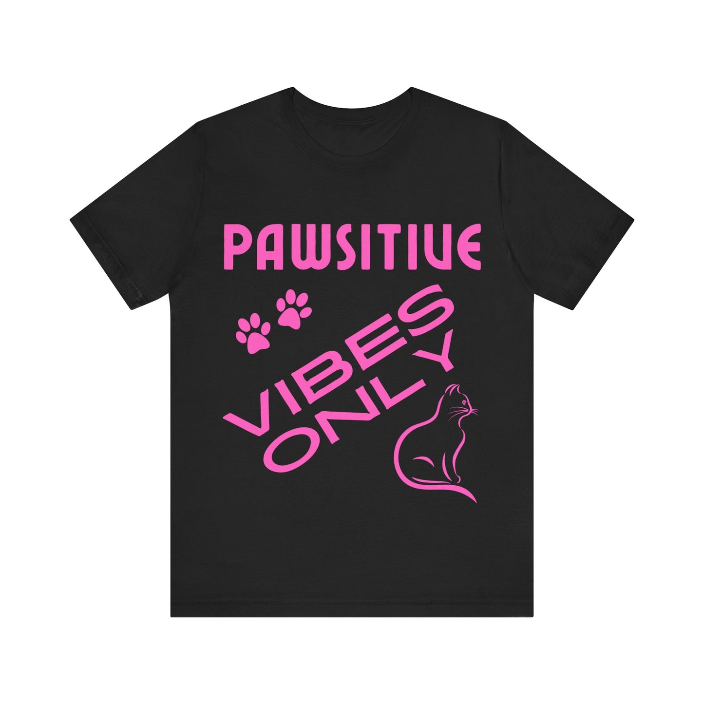 Unisex Crew Neck T-Shirt with Pawsitive Vibes Only Print - Soft Cotton & Quality Bella-Canvas Design