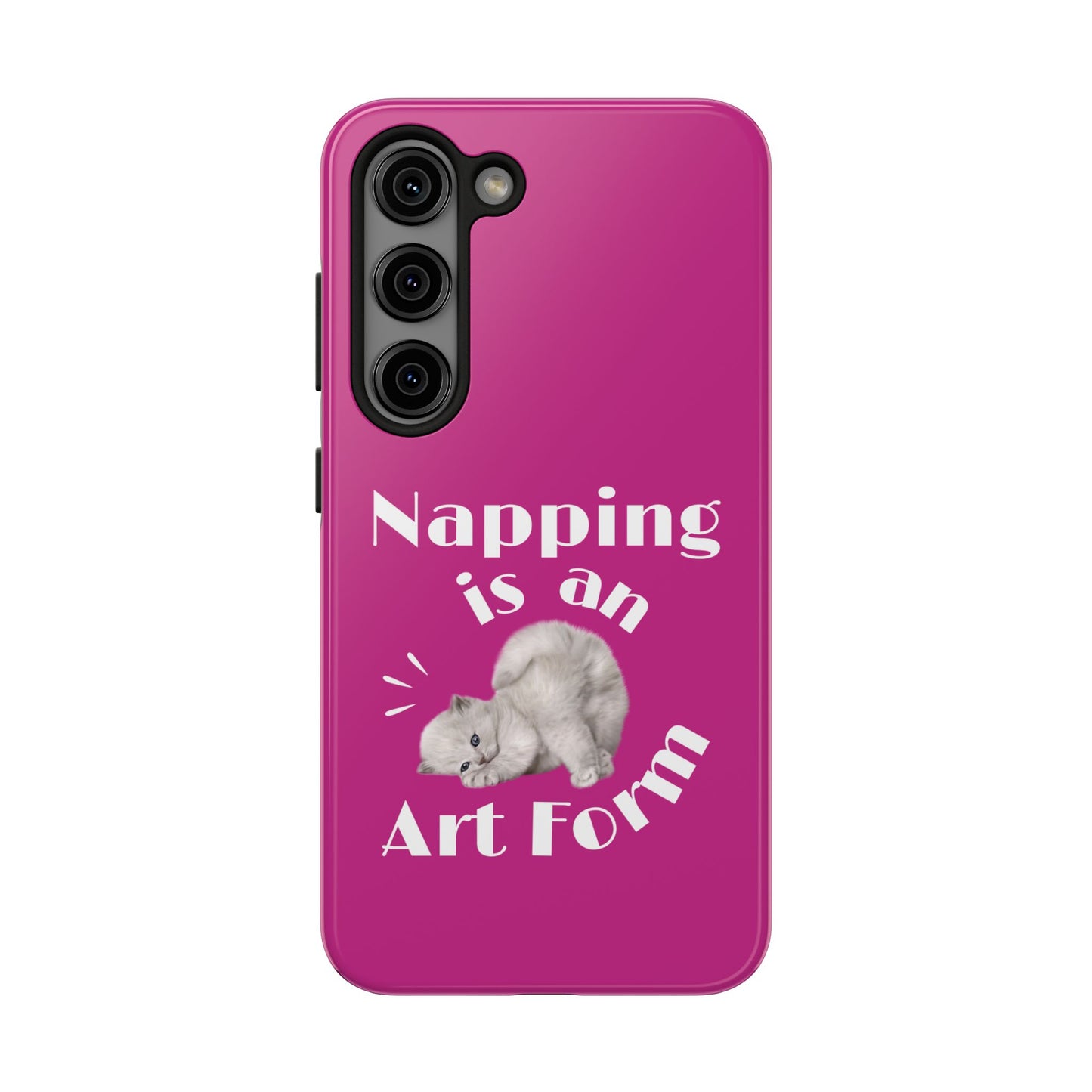 Napping Is An Art Form Printed Phone Case in Pink - Impact-Resistant with Wireless Charging Support