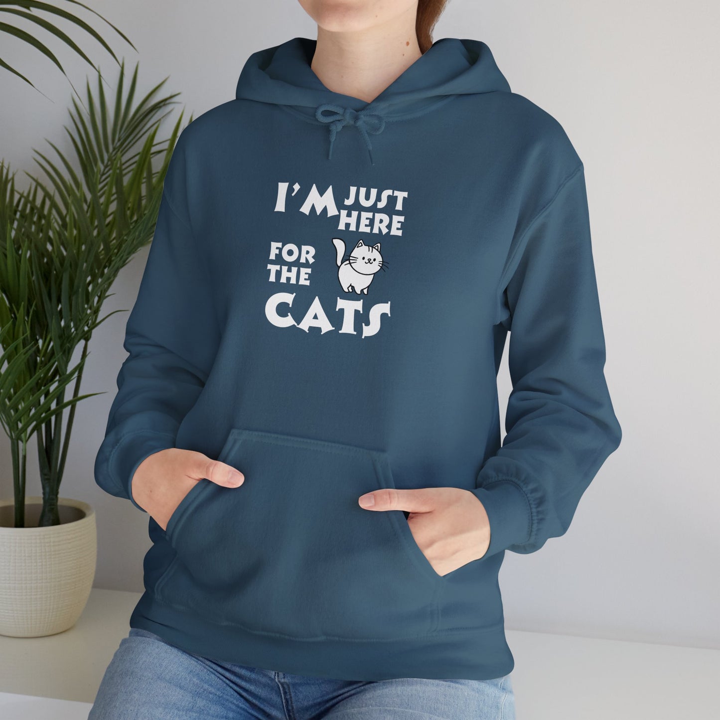 Unisex Heavy Blend™ Hooded Sweatshirt - I'm Just Here for the Cats