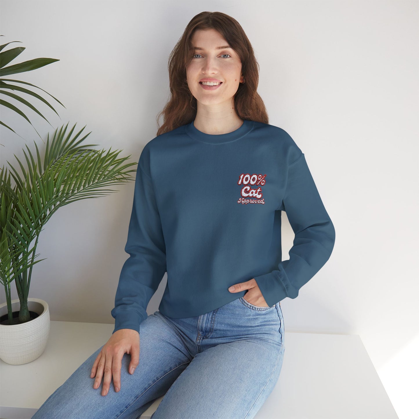 Embroidered Unisex Heavy Blend Crewneck Sweatshirt - 100% Cat Approved