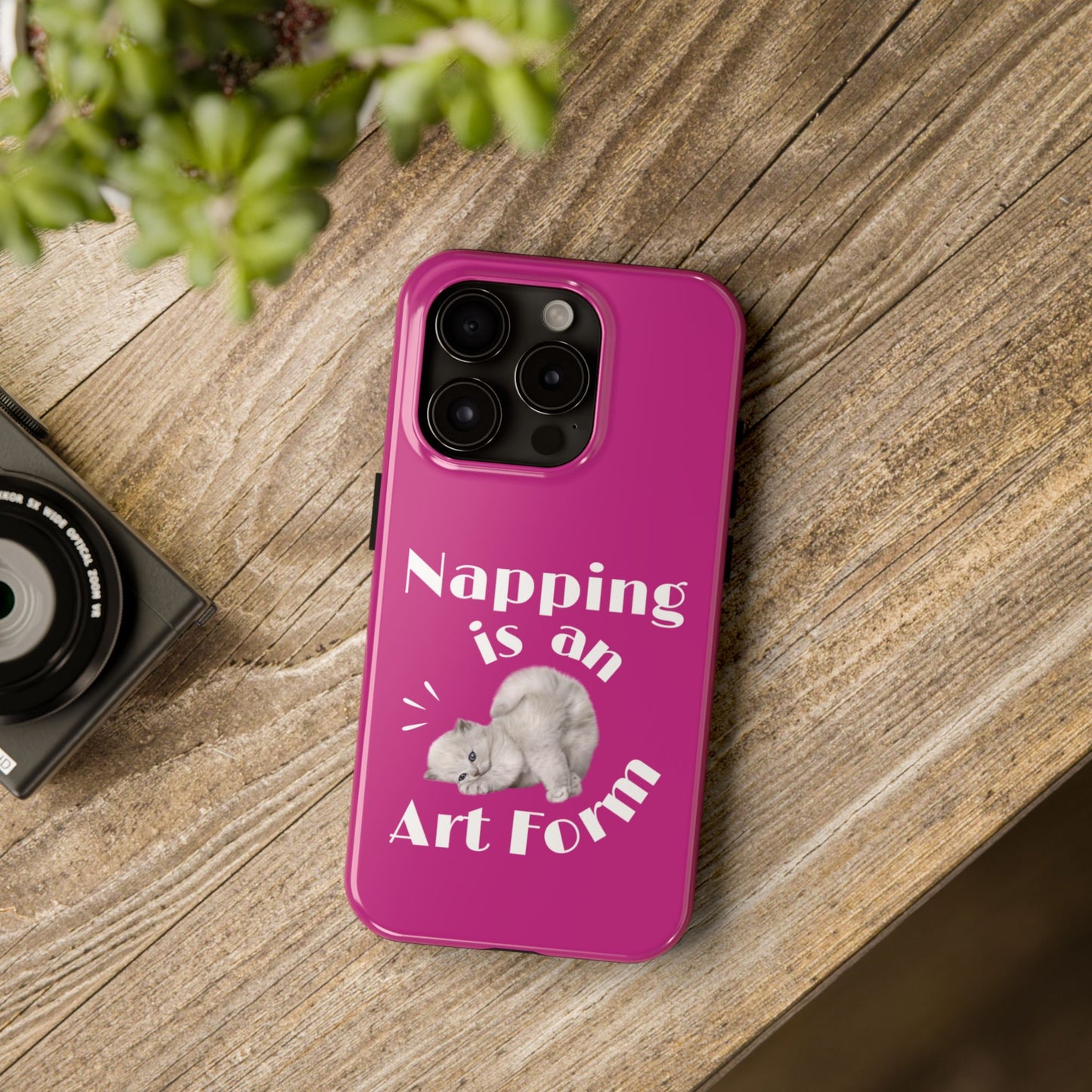 Napping Is An Art Form Printed Phone Case in Pink - Impact-Resistant with Wireless Charging Support