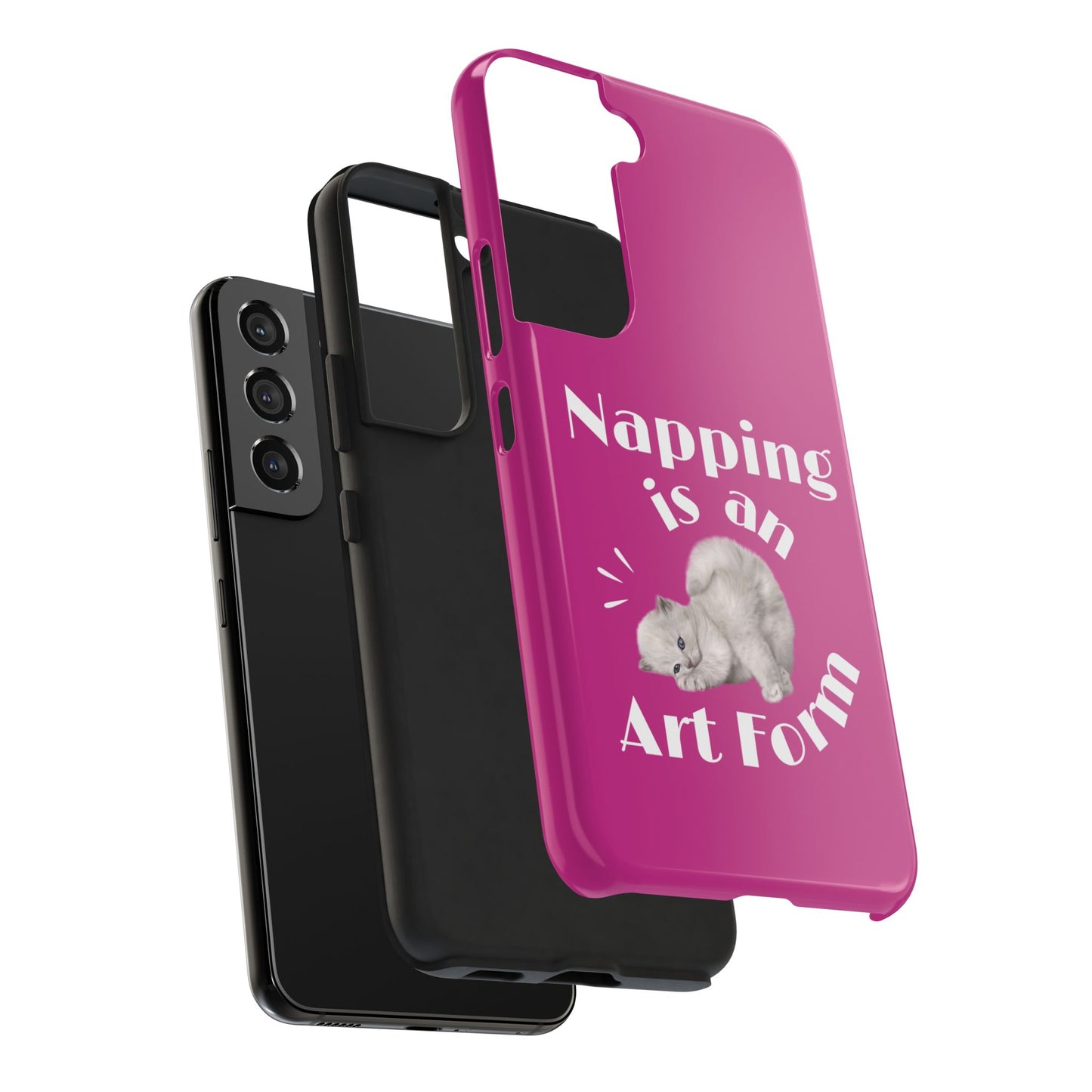 Napping Is An Art Form Printed Phone Case in Pink - Impact-Resistant with Wireless Charging Support