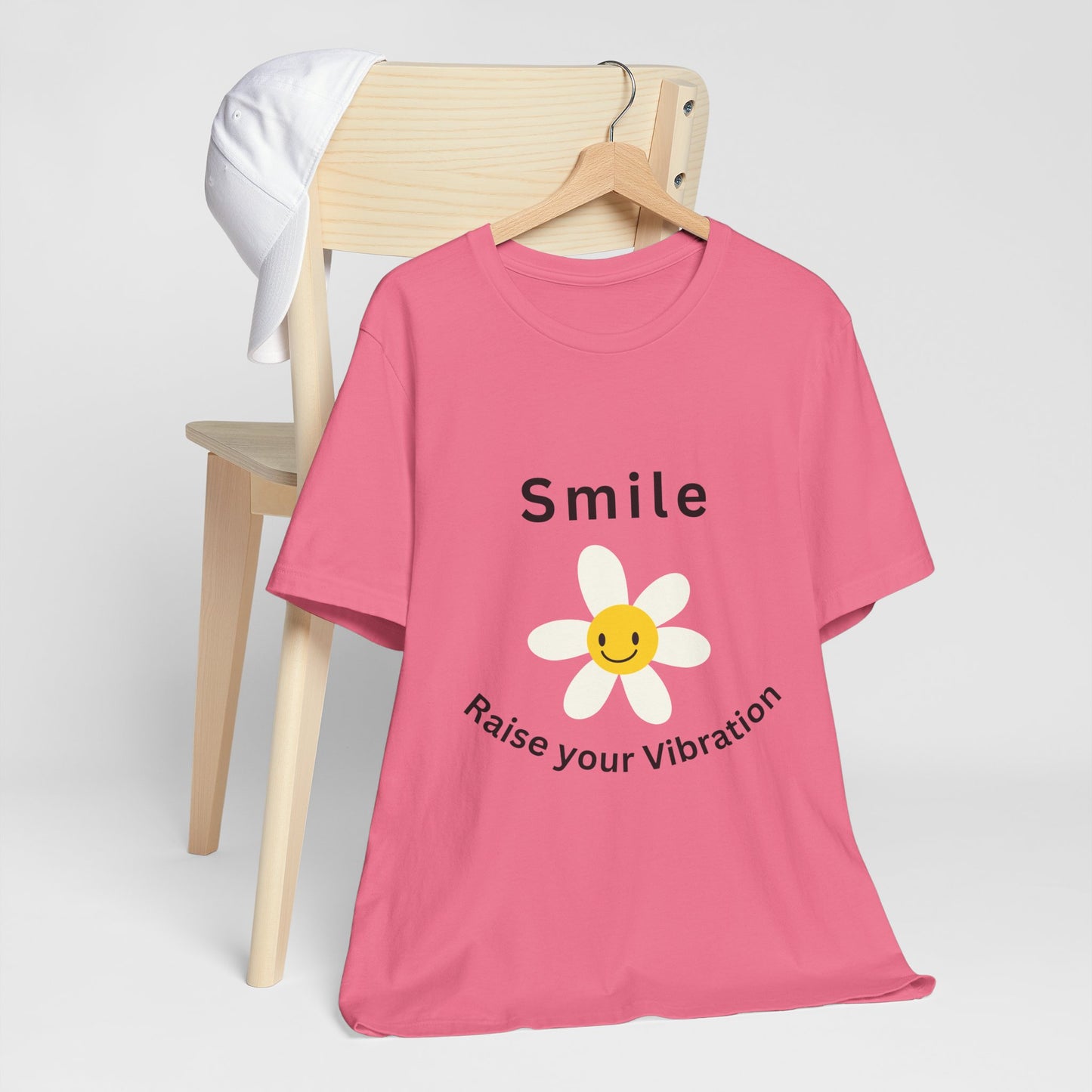 Unisex Crew Neck T-Shirt with Smile, Raise Your Vibration Print - Soft Cotton & Quality Bella-Canvas Design