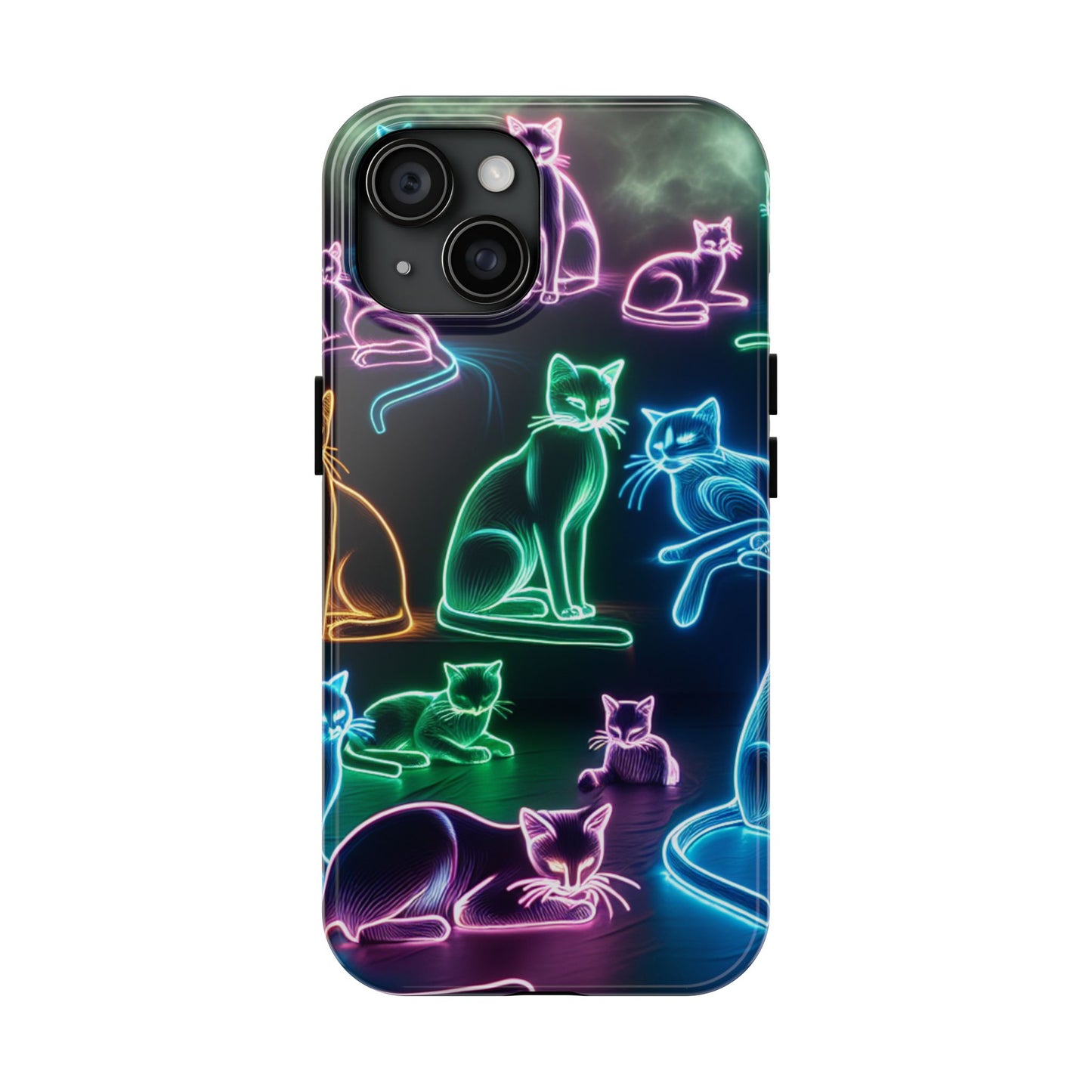 Neon Cats printed Phone Case