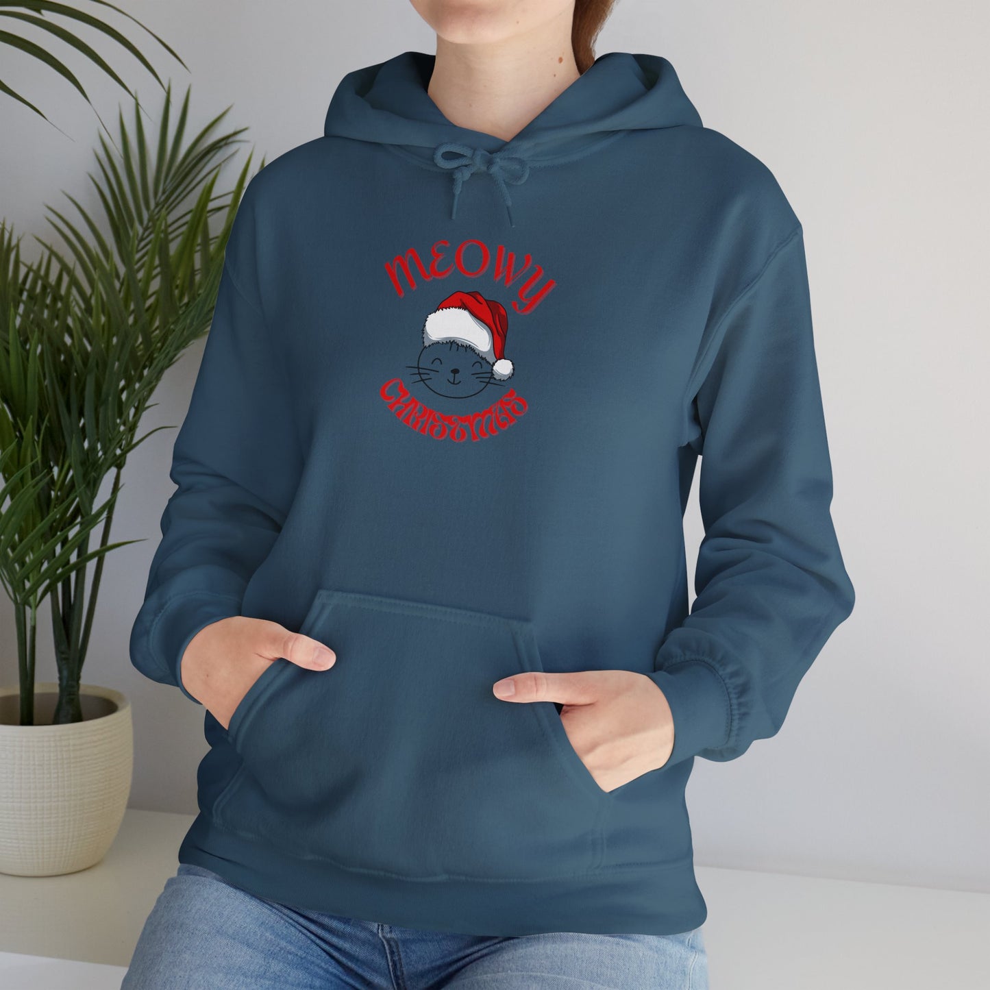 Unisex Heavy Blend™ Hooded Sweatshirt - Meowy Christmas