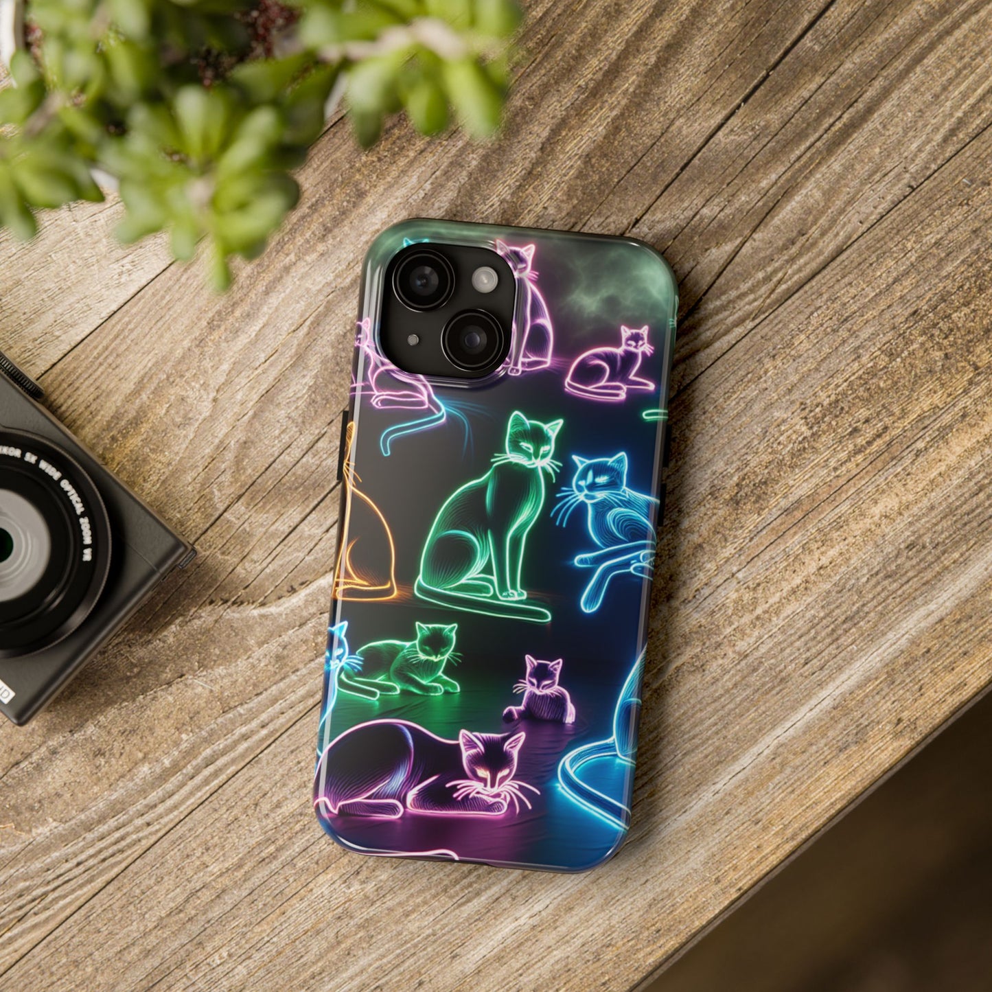 Neon Cats printed Phone Case