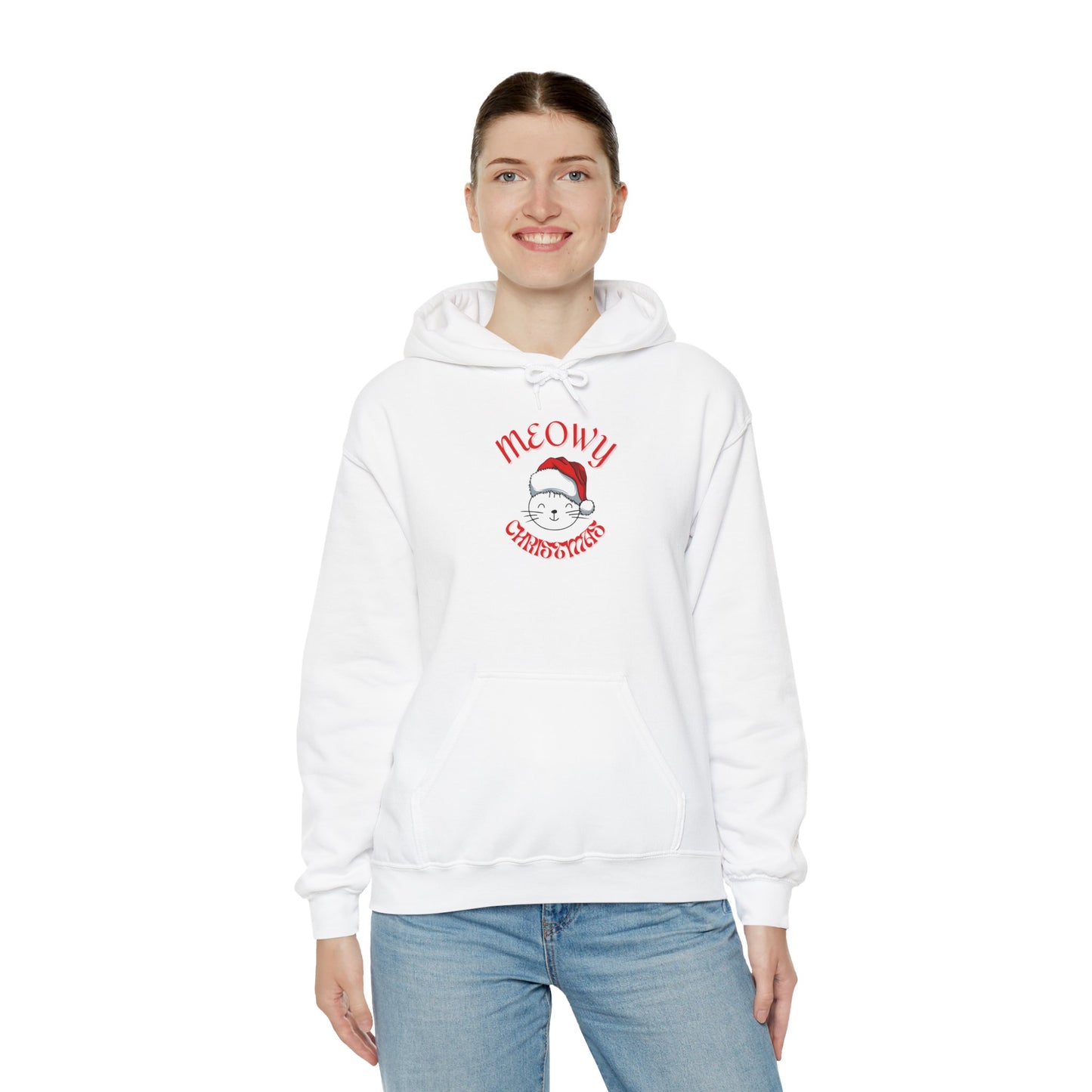 Unisex Heavy Blend™ Hooded Sweatshirt - Meowy Christmas