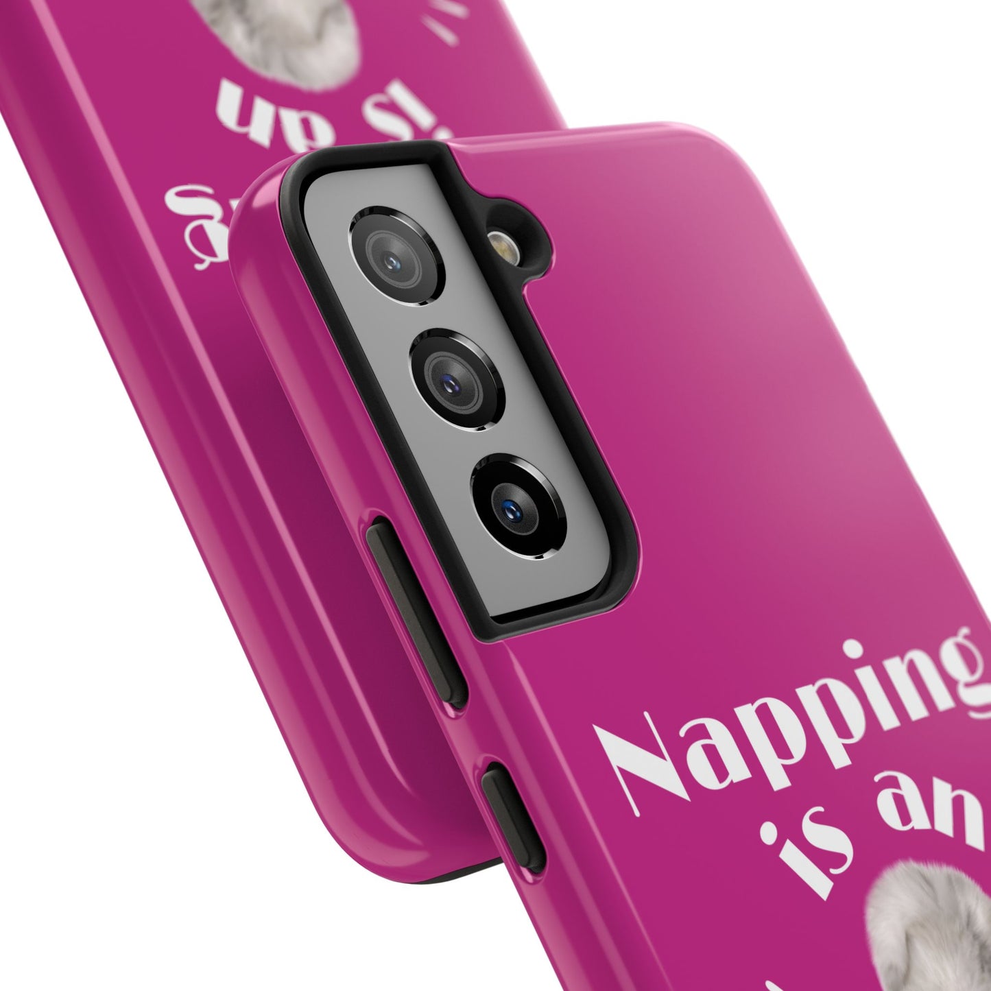 Napping Is An Art Form Printed Phone Case in Pink - Impact-Resistant with Wireless Charging Support