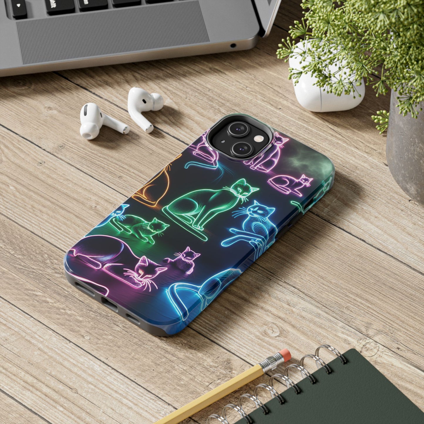 Neon Cats printed Phone Case