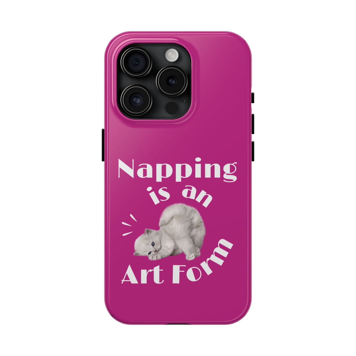 Napping Is An Art Form Printed Phone Case in Pink - Impact-Resistant with Wireless Charging Support