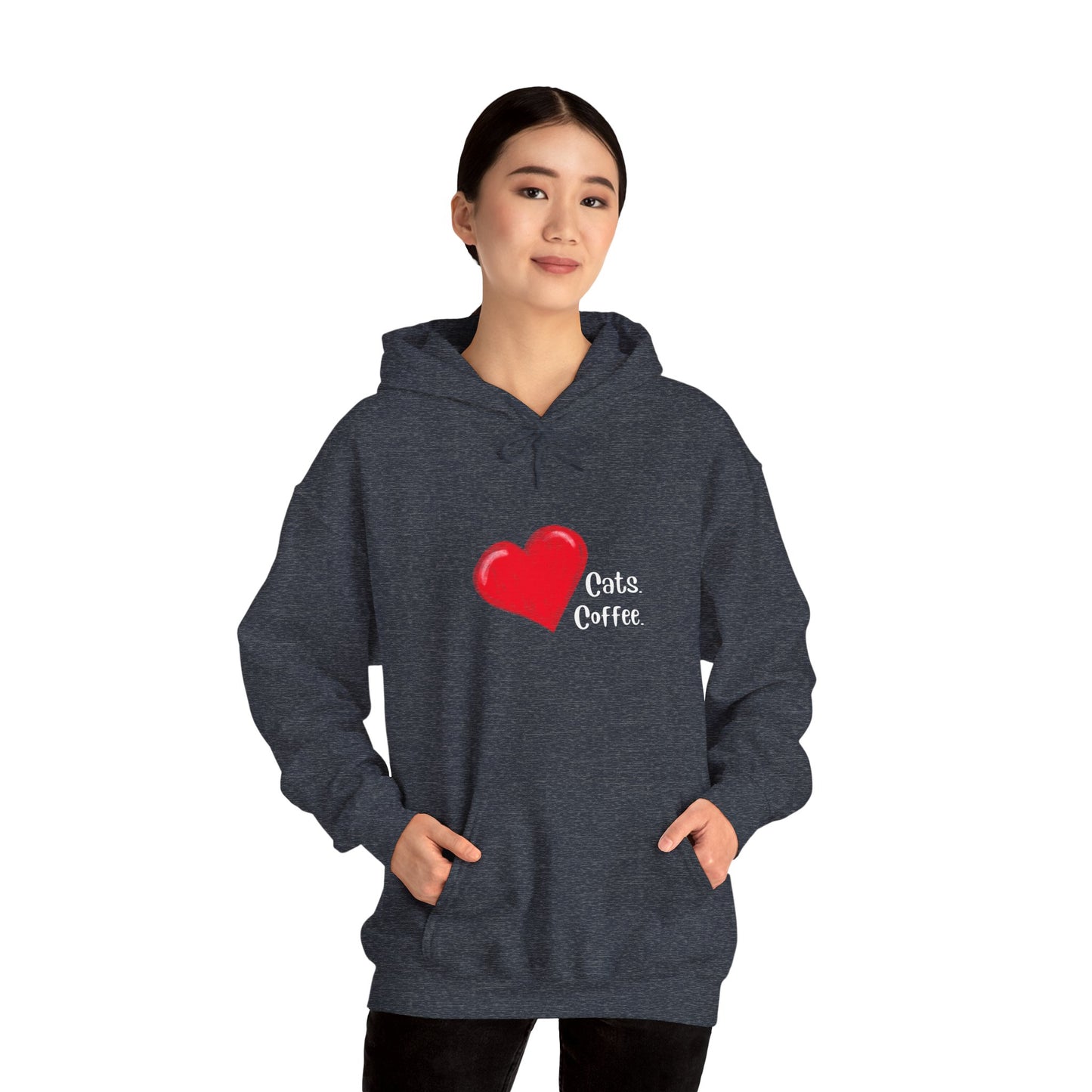 Unisex Heavy Blend™ Hooded Sweatshirt - Love Cats, Love Coffee print