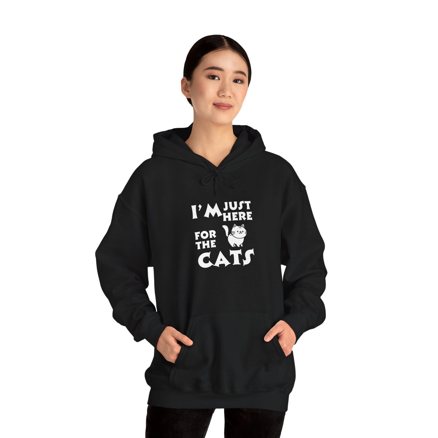 Unisex Heavy Blend™ Hooded Sweatshirt - I'm Just Here for the Cats