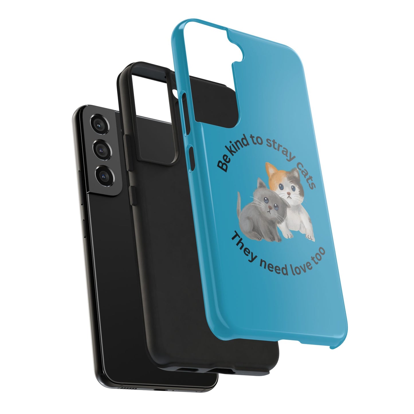 Blue Be Kind to Stray Cats Printed Phone Case - Impact-Resistant TPU & Polycarbonate