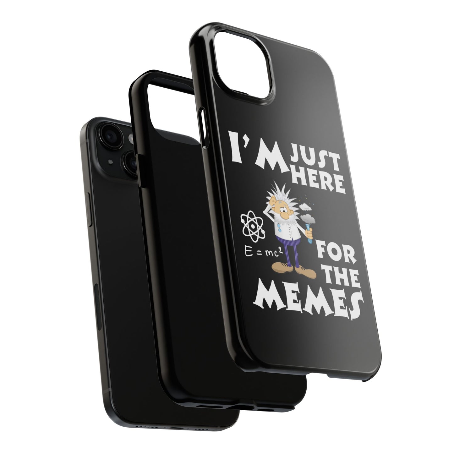 I'm Just Here for the Memes Printed Phone Case in Black - Impact-Resistant & Wireless Charging Support