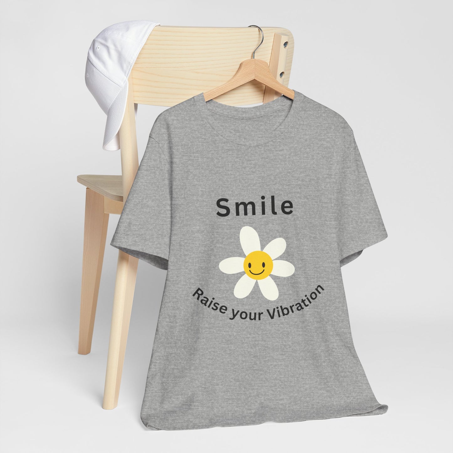 Unisex Crew Neck T-Shirt with Smile, Raise Your Vibration Print - Soft Cotton & Quality Bella-Canvas Design