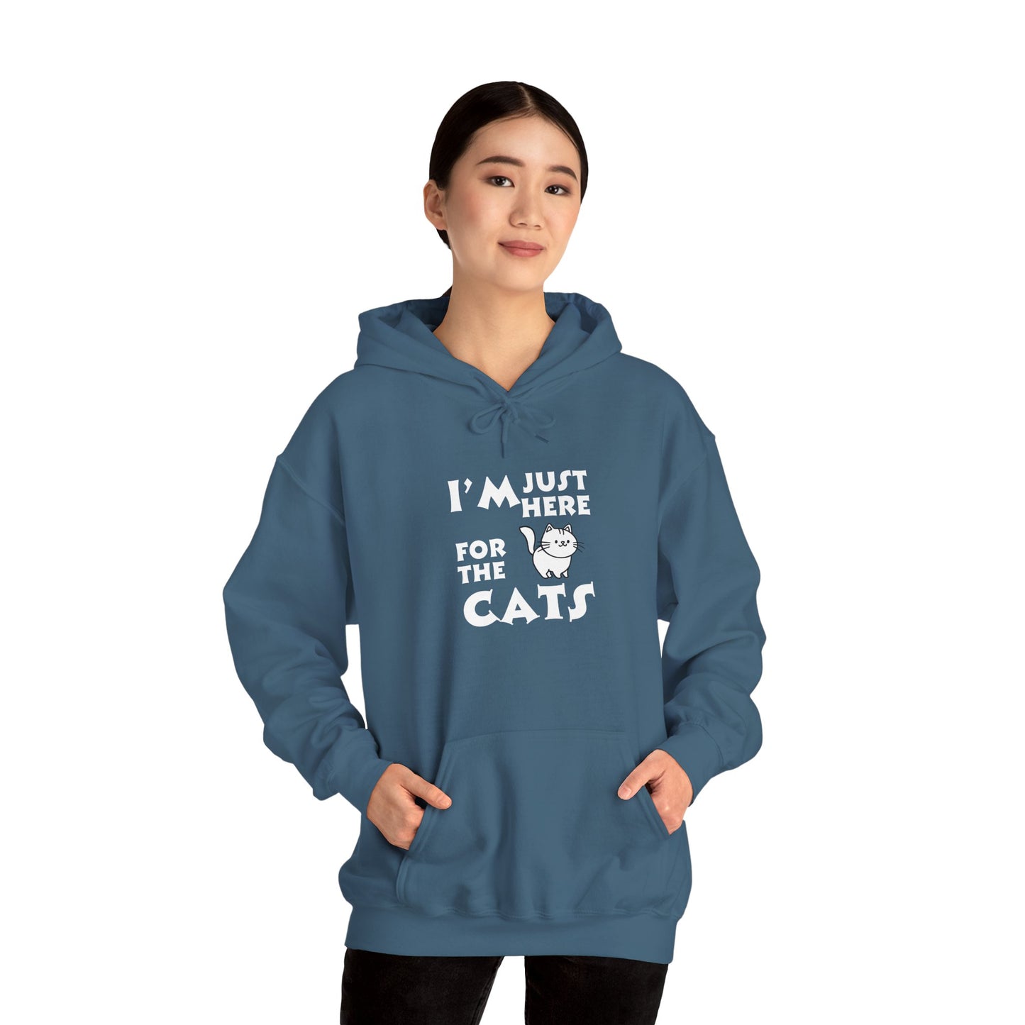 Unisex Heavy Blend™ Hooded Sweatshirt - I'm Just Here for the Cats